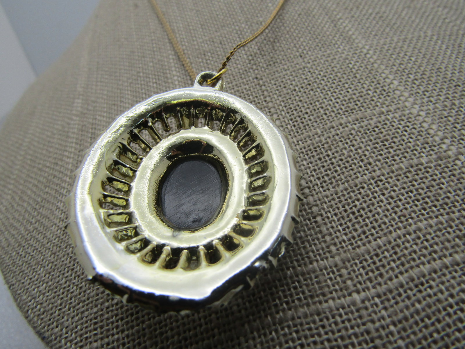 Vintage Cameo Rhinestone Pearl Necklace, Costume, 15", 1960's - 4