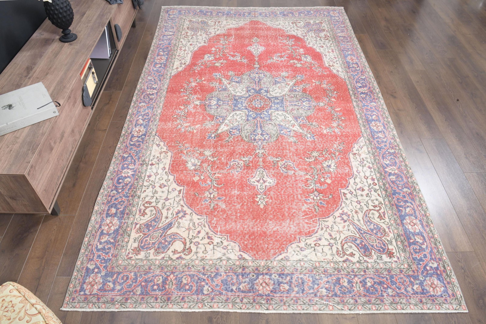 6'7x10'7 ft, PINK VINTAGE RUG - 5