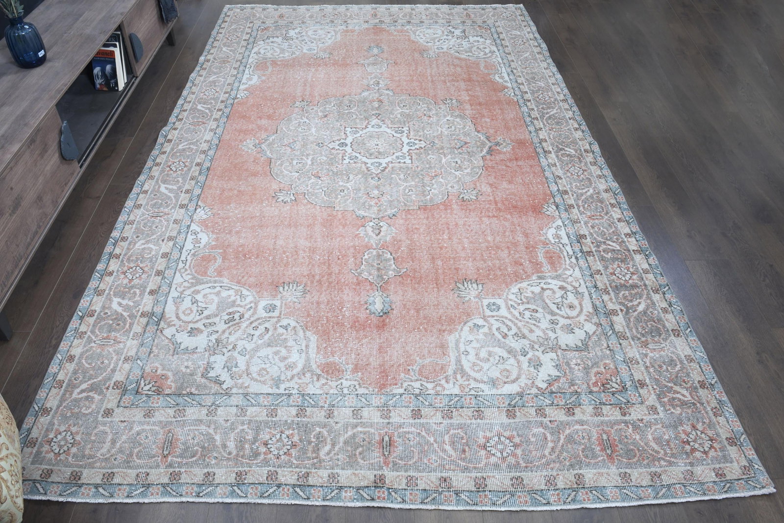 7'3x11'3 ft, FADED ORANGE RUG - 7