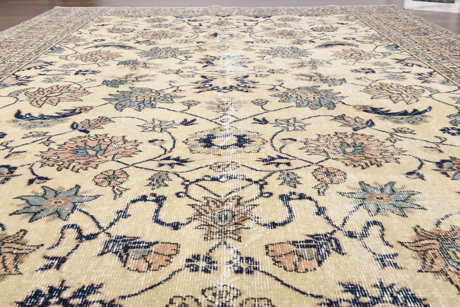 7x9'7 ft, TURKISH AREA RUG: Title: 7x9'7 ft, TURKISH AREA RUG Description: This Turkish one-of-a-kind Vintage Turkish Rug is hand-knotted and handwoven by the most skilled artisans who use pure wool, in muted, natural tones, and