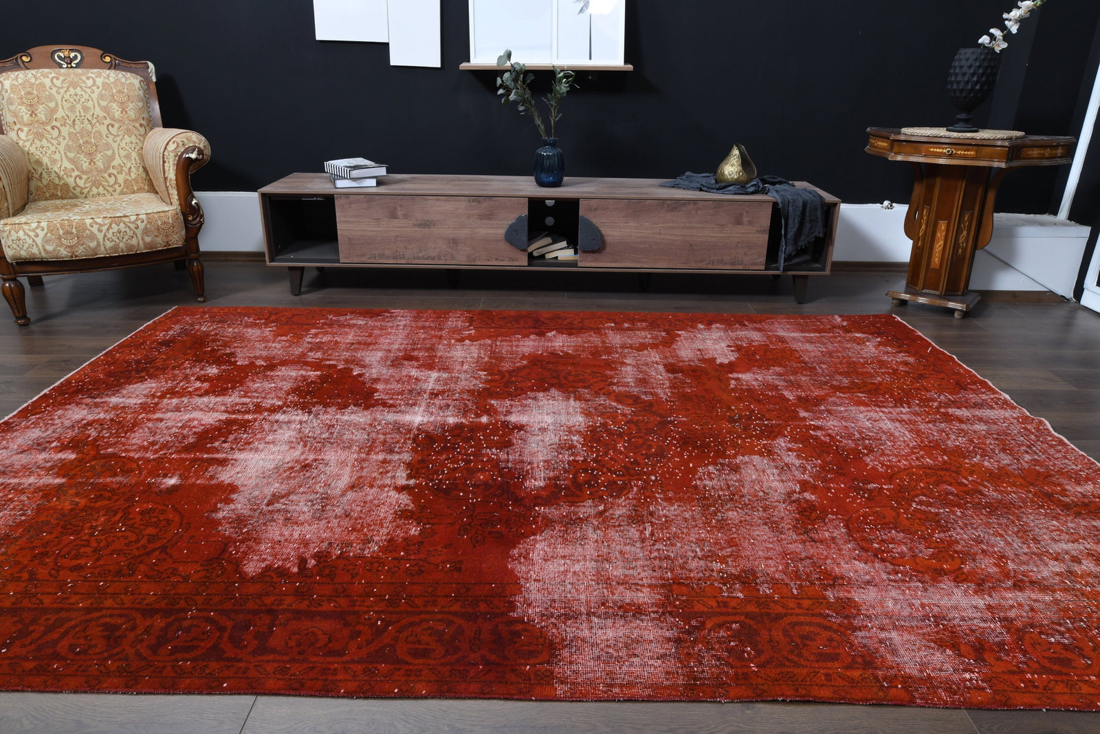 8x10 FADED ORGANIC WOOL: Title: 8x10 FADED ORGANIC WOOL Description: This Turkish one-of-a-kind Vintage Turkish Rug is hand-knotted and handwoven by the most skilled artisans who use pure wool, in muted, natural tones, and st