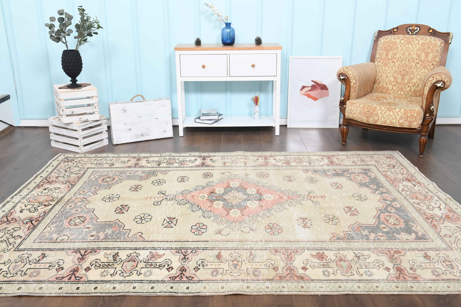 6'6x9'8 ft, ONE OF A KIND, Vintage Turkish Rug - 4