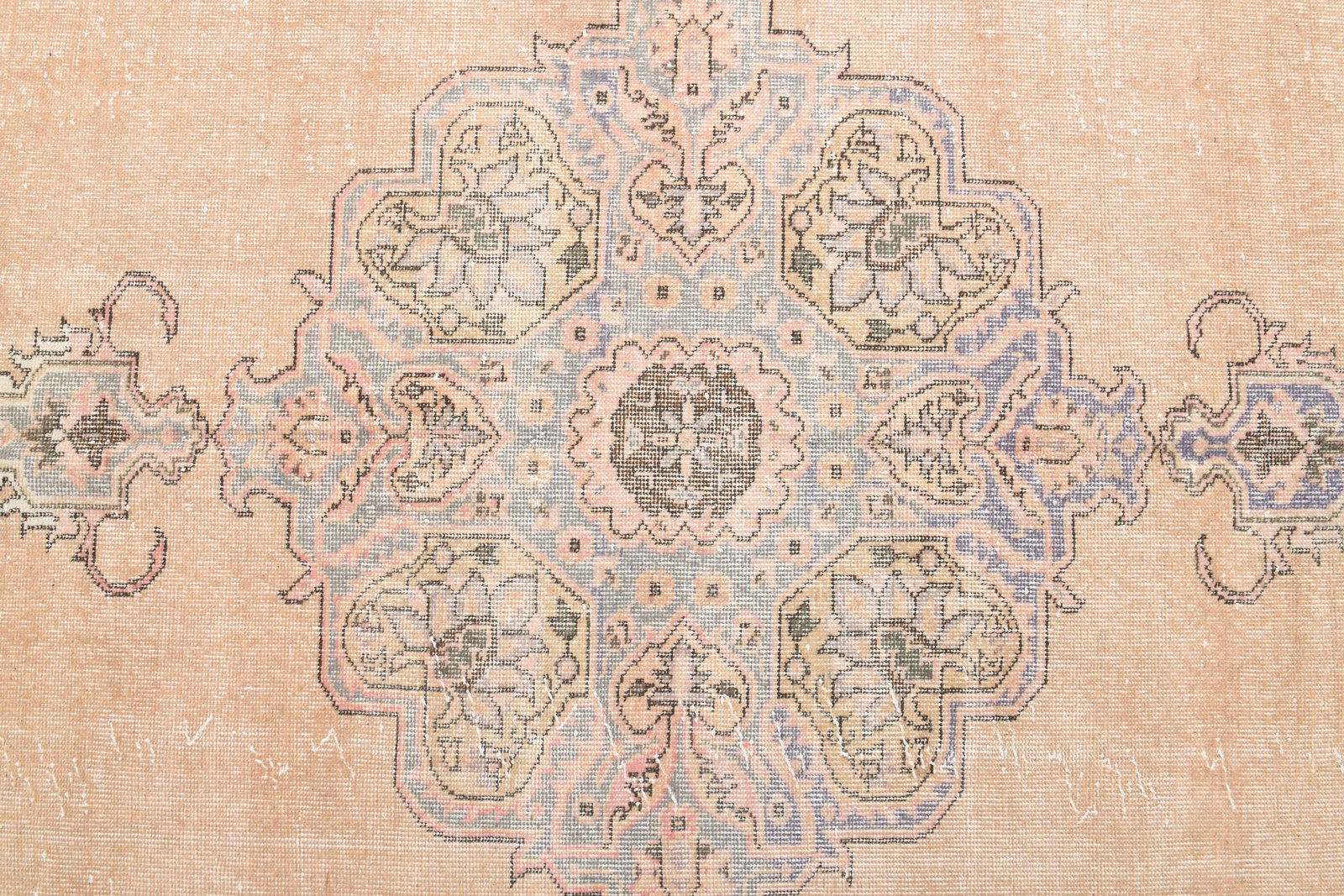 6'6x10'2 ft, ORANGE TURKISH RUG: Title: 6'6x10'2 ft, ORANGE TURKISH RUG Description: This Turkish one-of-a-kind Vintage Turkish Rug is hand-knotted and handwoven by the most skilled artisans who use pure wool, in muted, natural