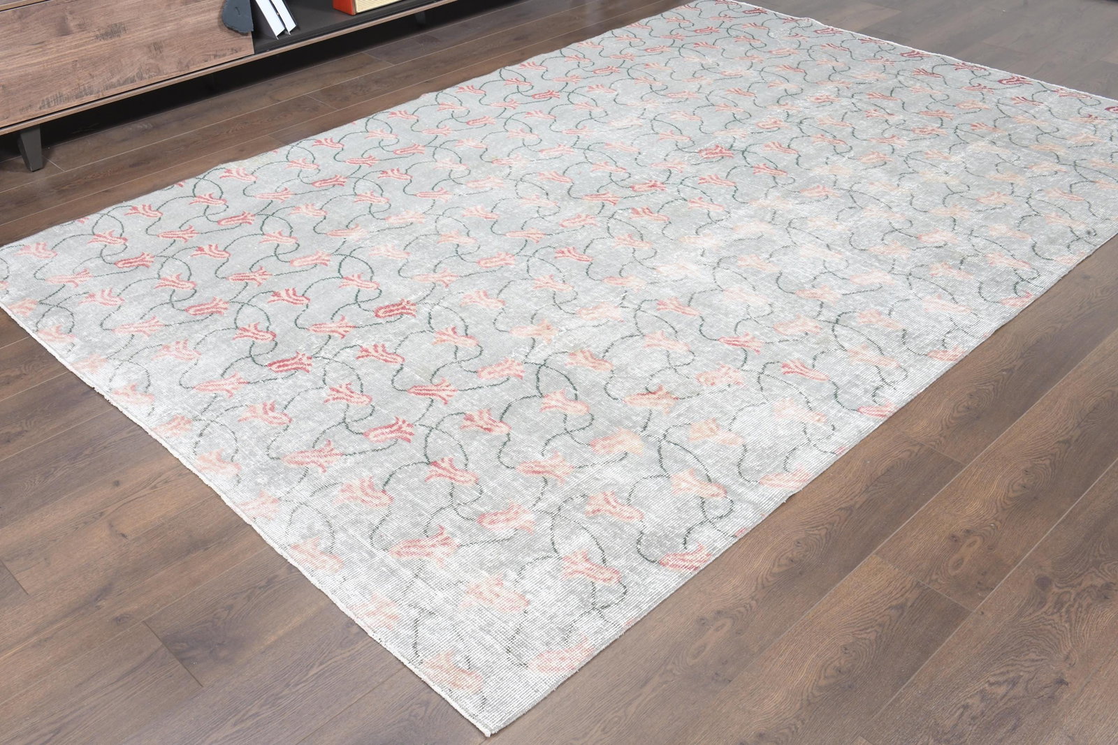 6'6x9'8 ft, GRAY FLORAL RUG - 5