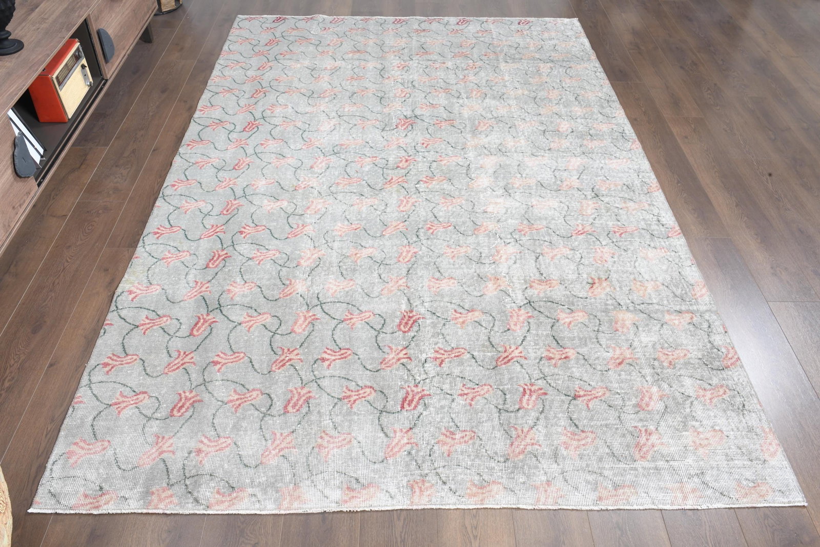 6'6x9'8 ft, GRAY FLORAL RUG - 6