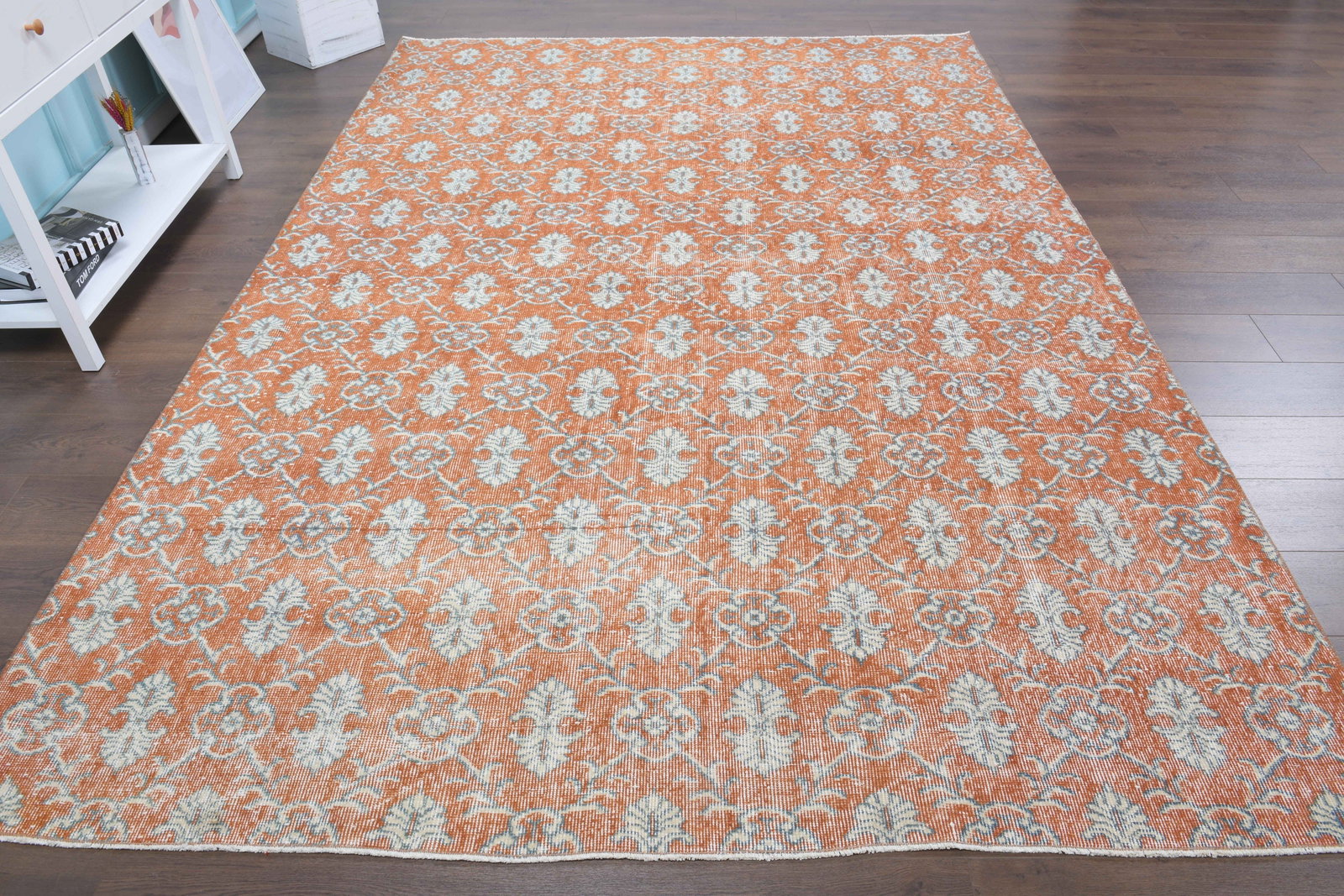 7'2x10'5 ft, IKAT RUG, TURKISH Rug, Vintage: Title: 7'2x10'5 ft, IKAT RUG, TURKISH Rug, Vintage Description: This Turkish one-of-a-kind Vintage Turkish Rug is hand-knotted and handwoven by the most skilled artisans who use pure wool, in muted, n