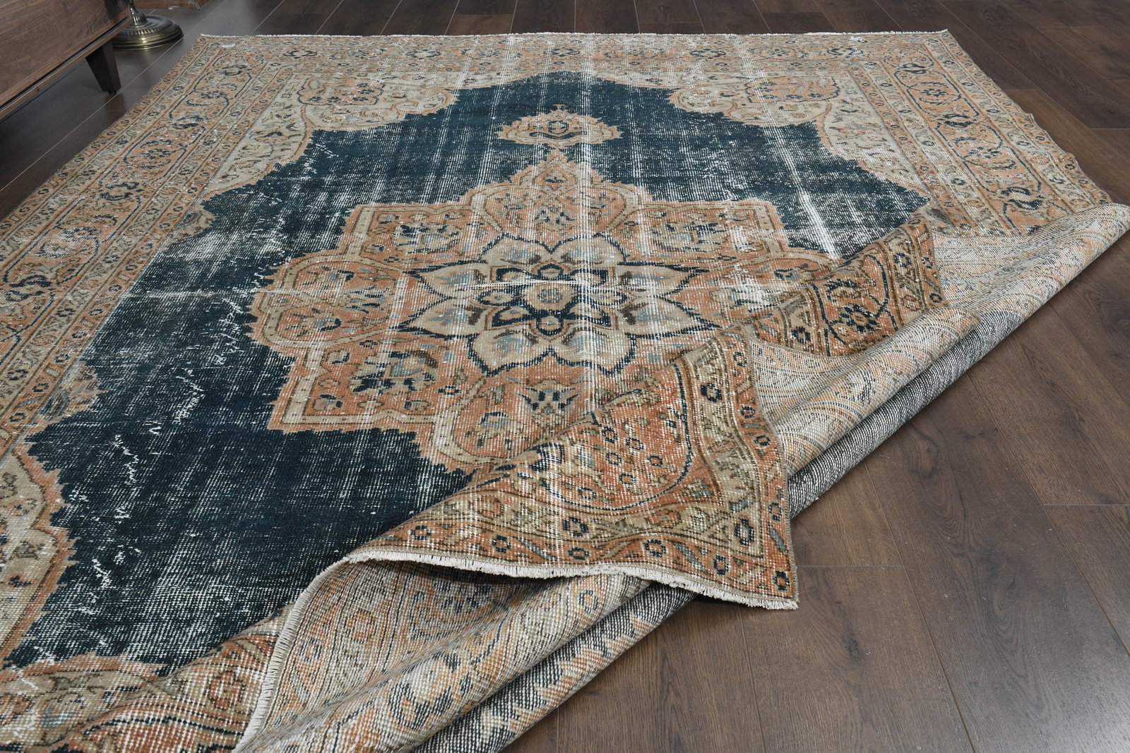 6.9x10.3 ft, DENIM BLUE, Vintage Turkish Rug - 2