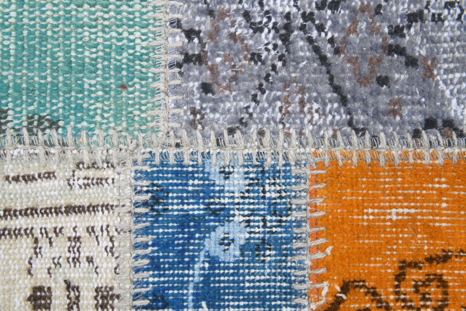 5'7x7'9 ft, HAND LOOMED, Colorful Patchwork Turkish Rug - 4