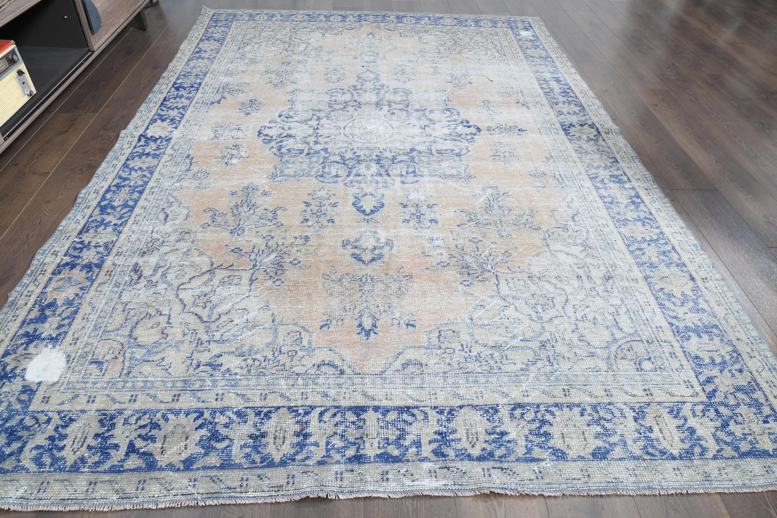 5.4x9.3 ft, FADED PINK RUG, Vintage Turkish Rug - 7