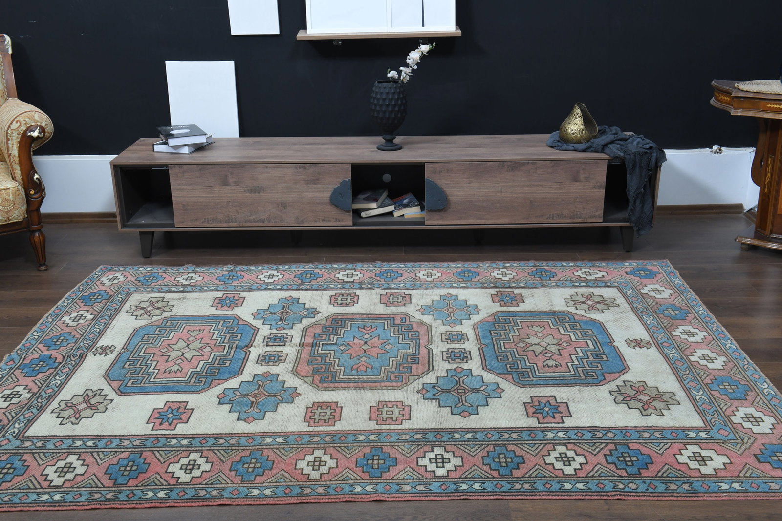 5.9x8.5 ft, MINIMALIST, VINTAGE TURKISH Rug - 4