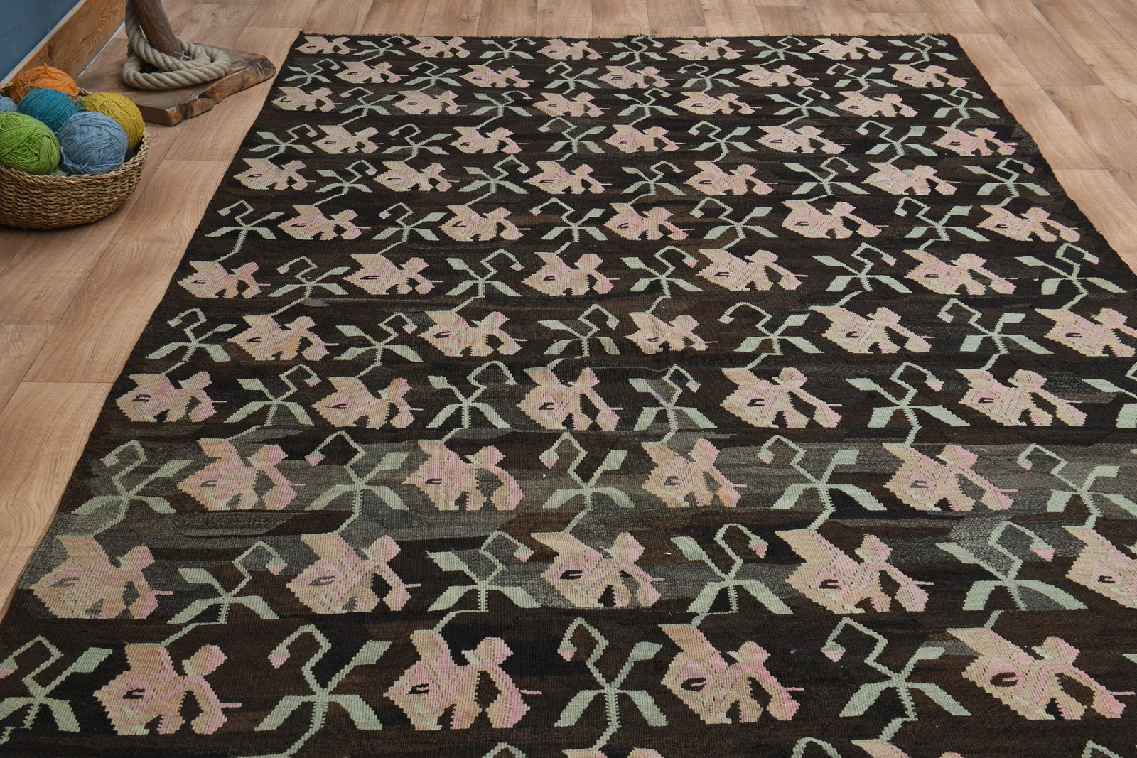 6'3x12'3 ft, IKAT TURKISH KILIM - 3
