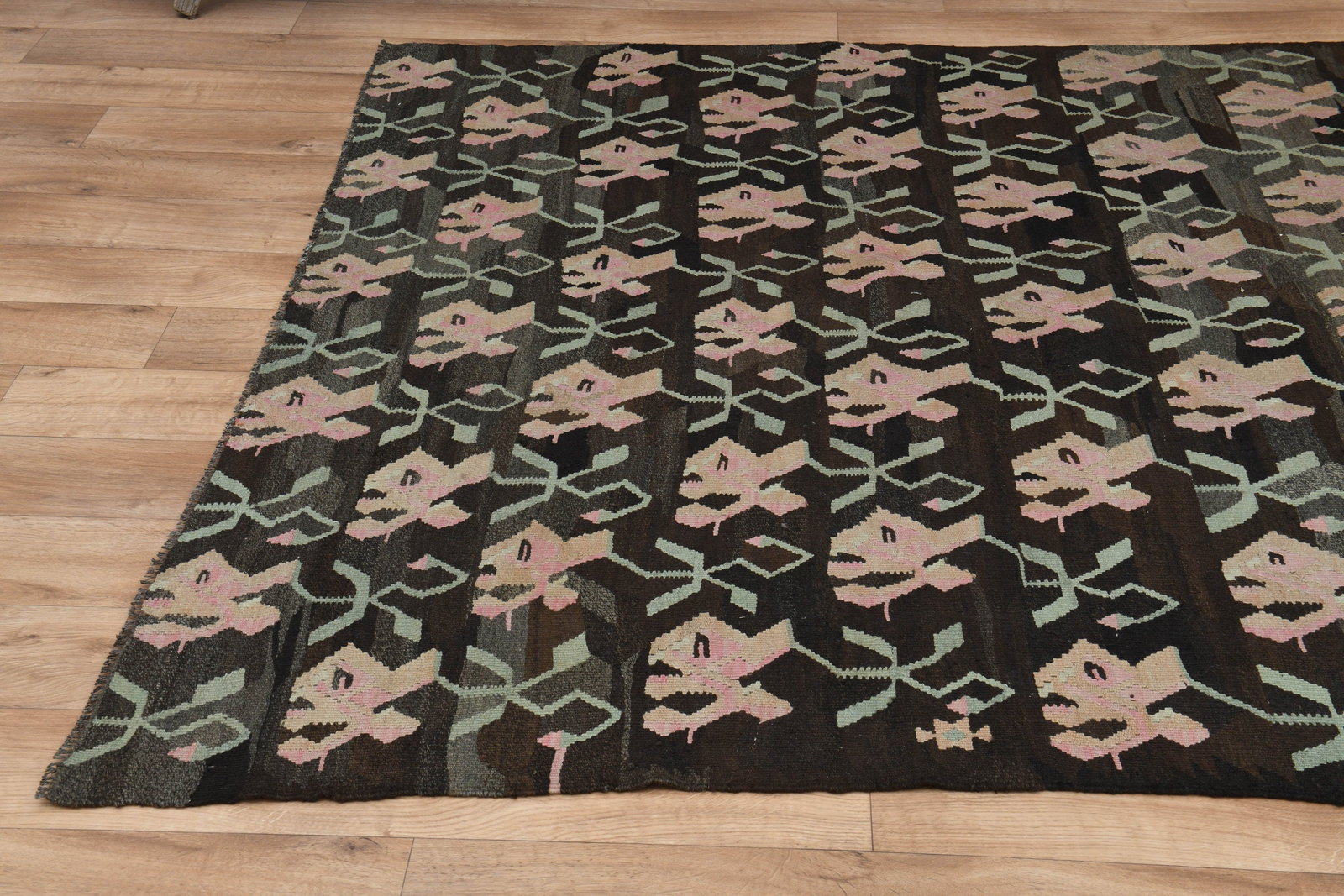 6'3x12'3 ft, IKAT TURKISH KILIM - 4