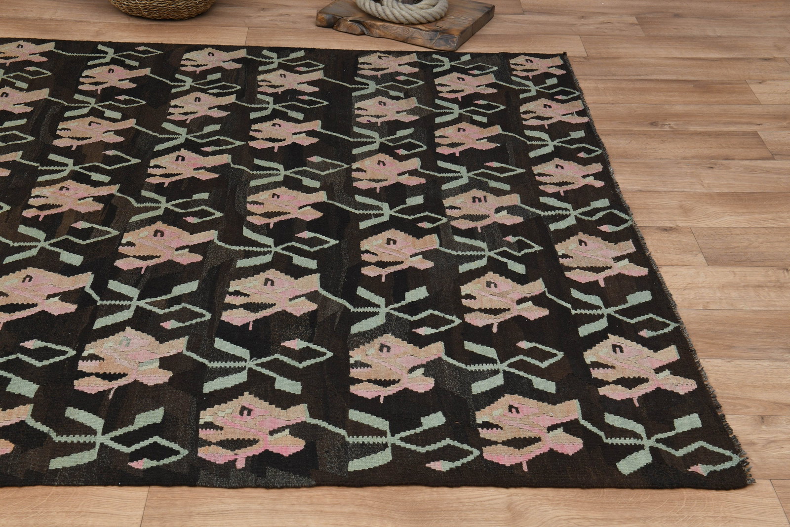 6'3x12'3 ft, IKAT TURKISH KILIM - 5