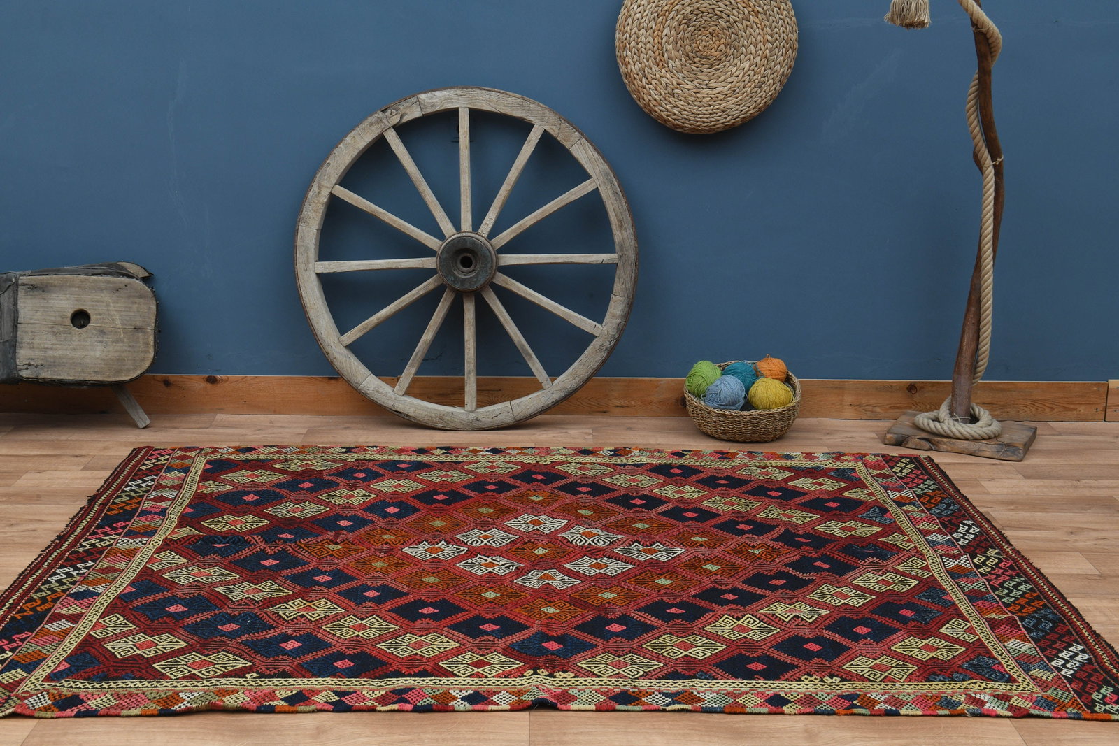 6'4x8'6 ft, IKAT PINK ORANGE: Title: 6'4x8'6 ft, IKAT PINK ORANGE Description: This Turkish one-of-a-kind Vintage Turkish Rug is hand-knotted and handwoven by the most skilled artisans who use pure wool, in muted, natural tones, a