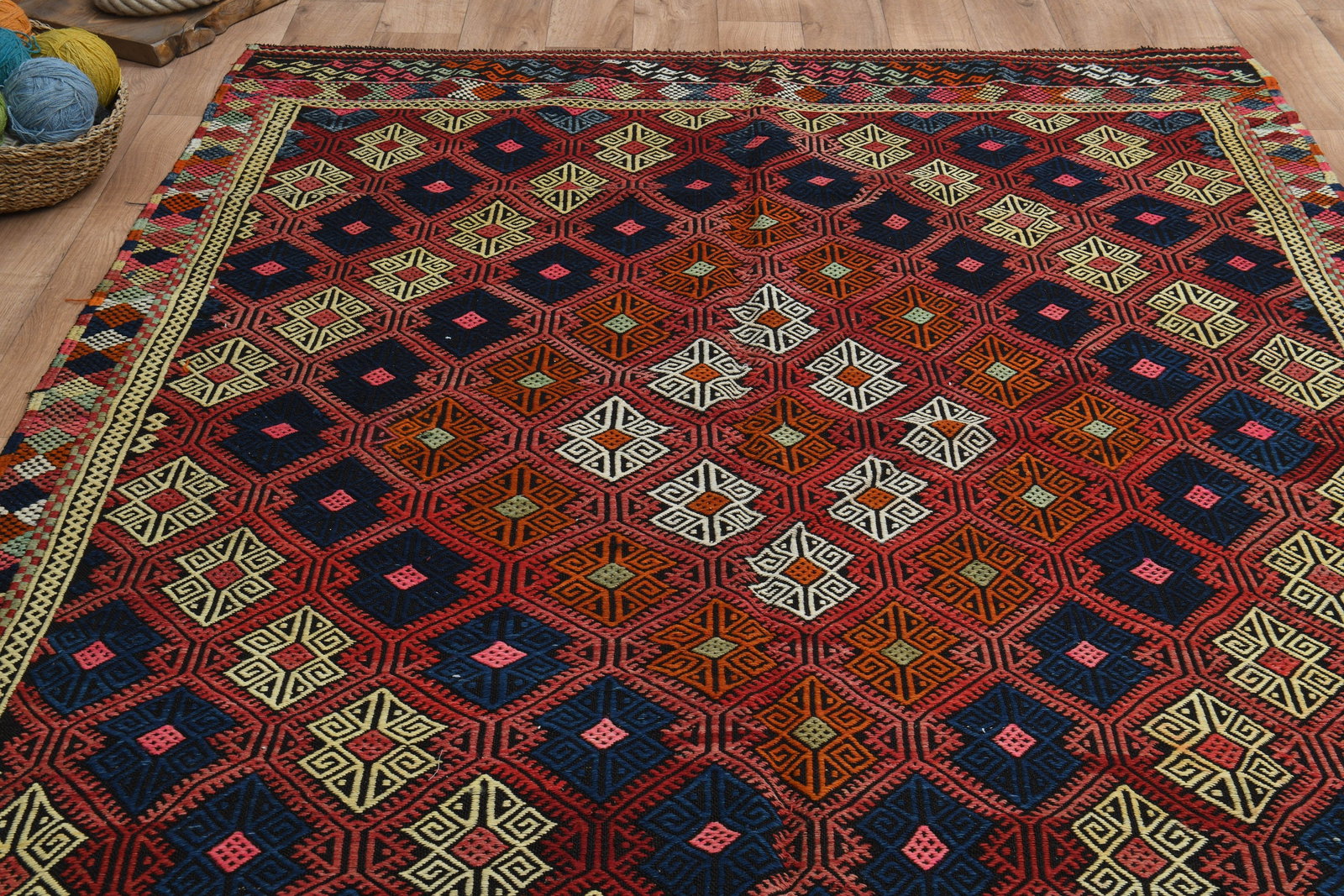 6'4x8'6 ft, IKAT PINK ORANGE - 6
