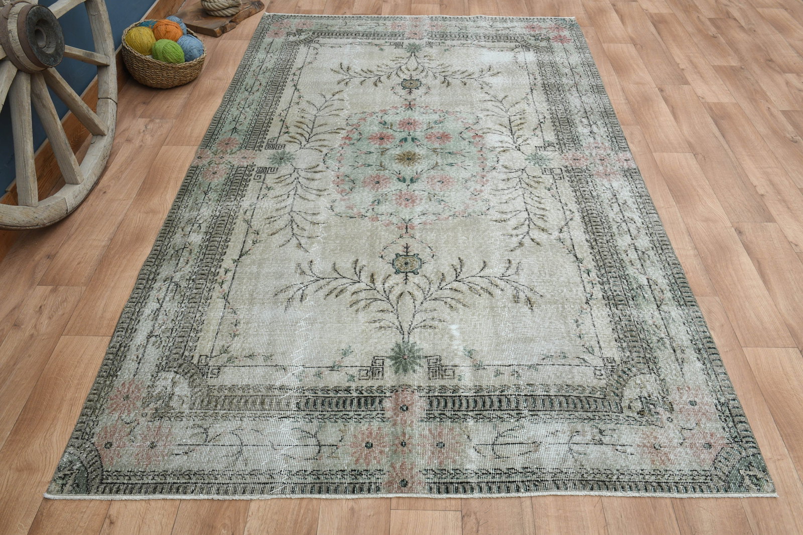 5'8x9'1 ft, BEIGE TURKISH RUG - 4