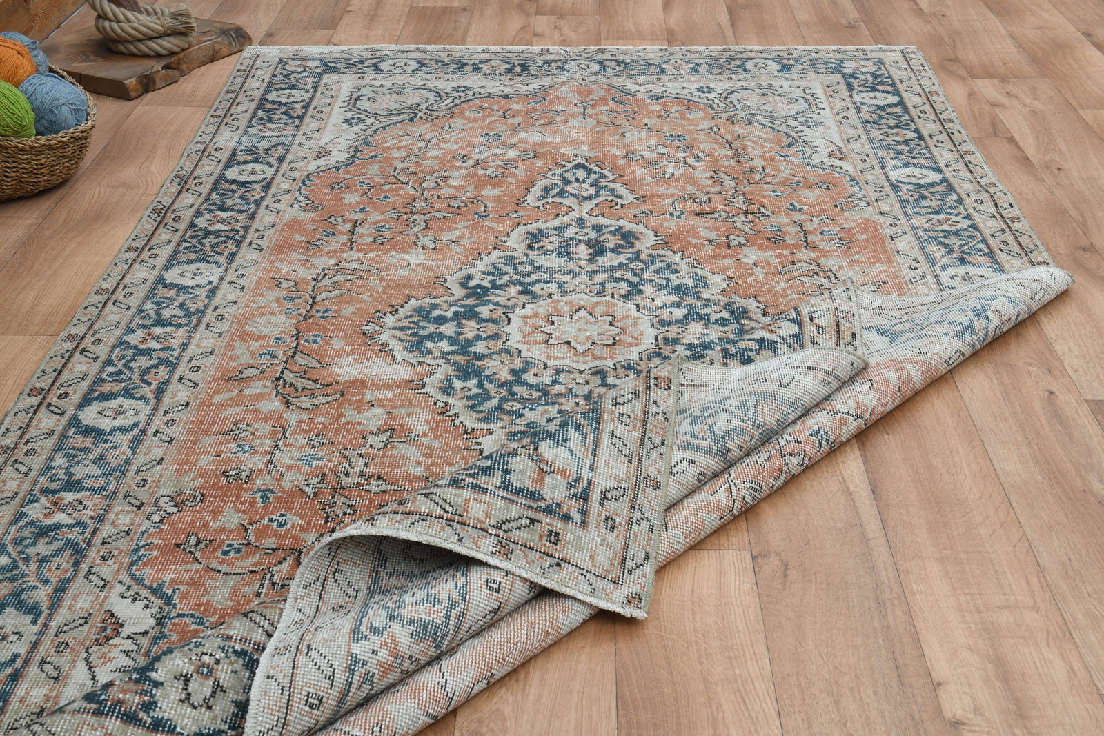 5'2x8'9 ft, ORANGE NAVY BLUE Rug - 4