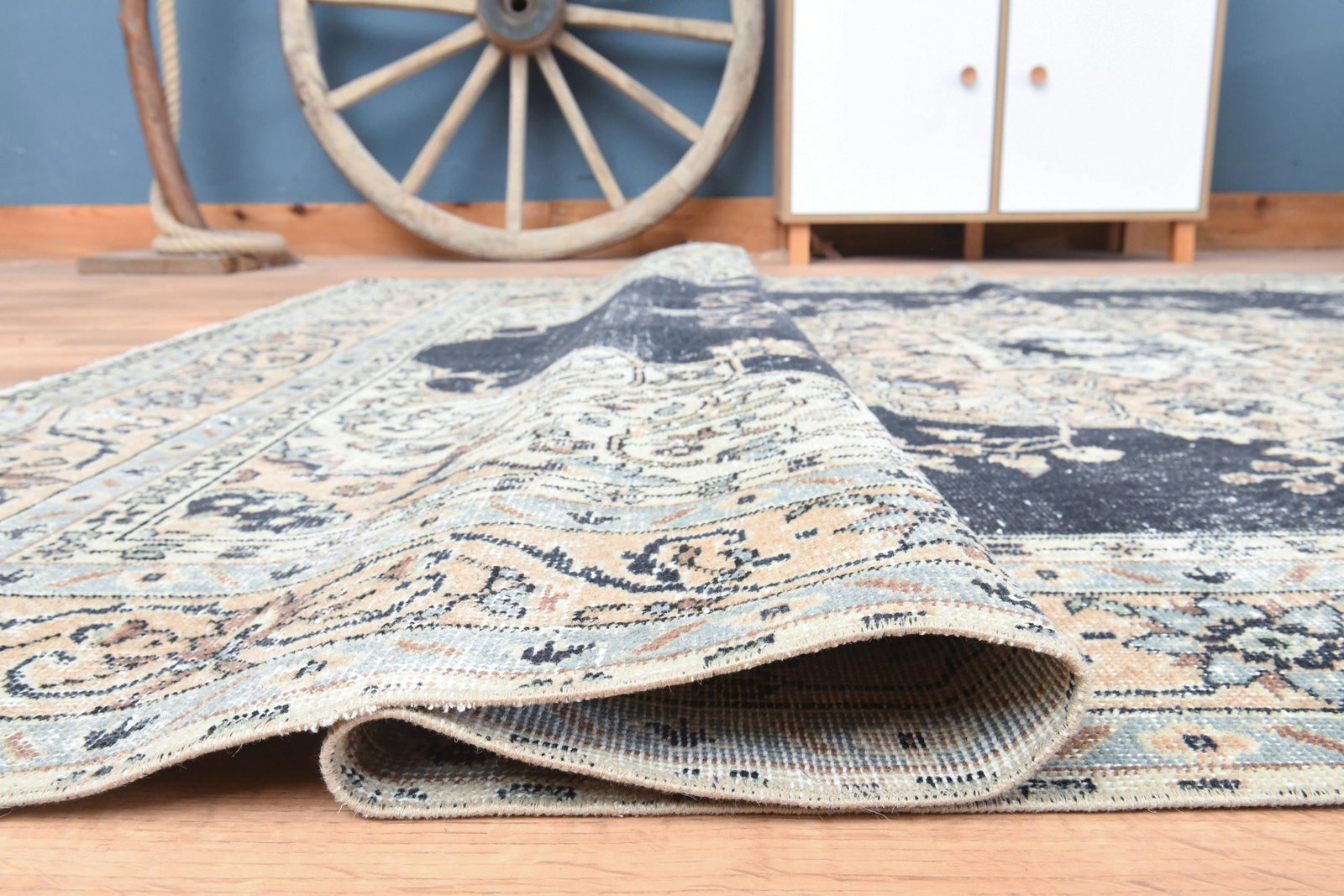 6'6x10'9 ft, BLUE VINTAGE RUG - 2