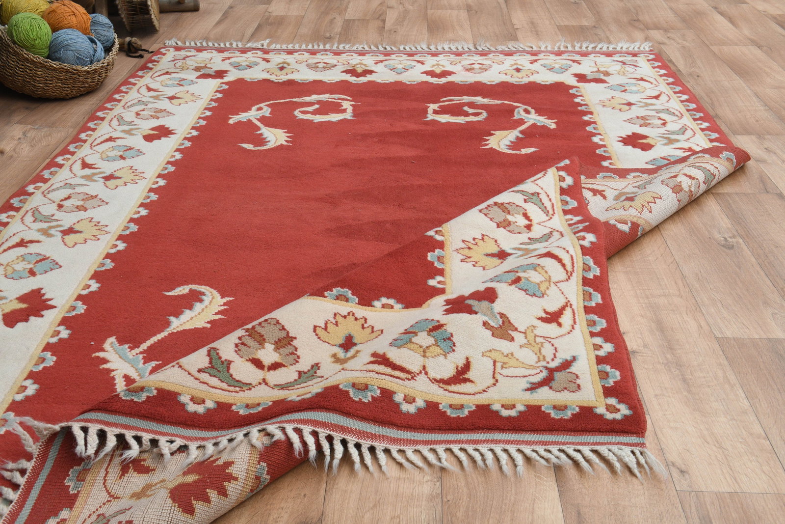 5'8x8 ft, RED BEIGE RUG - 6