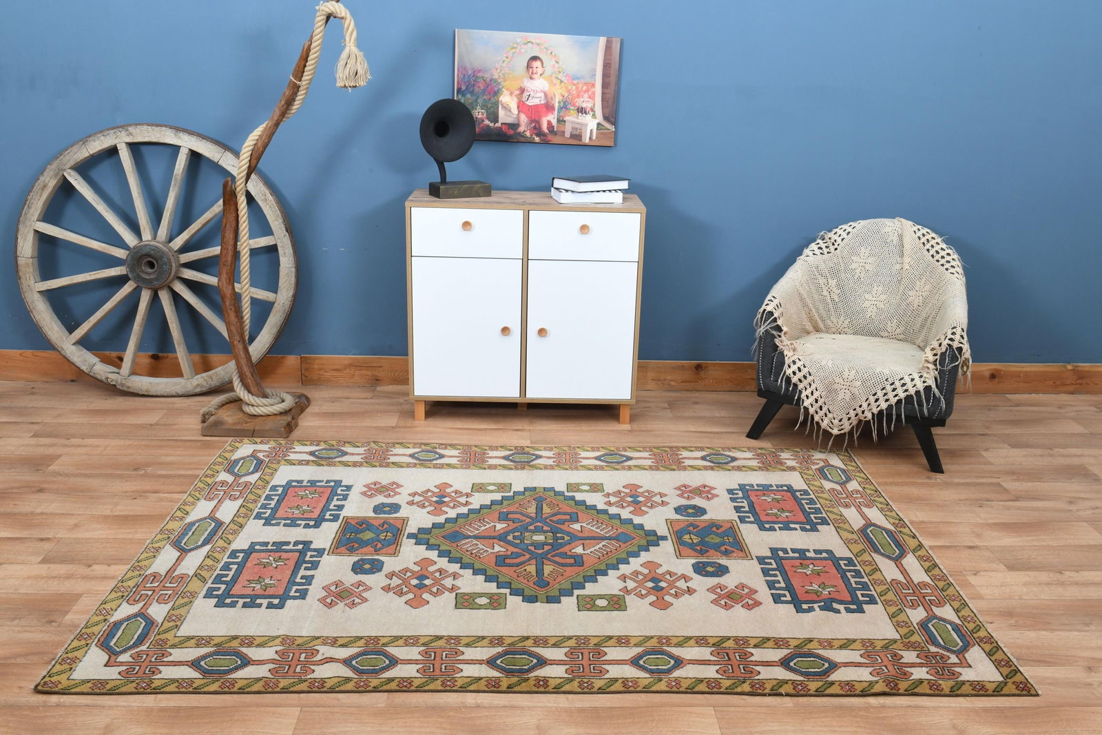 5'8x7'9 ft, Textured Bohemian Area Rug - 5