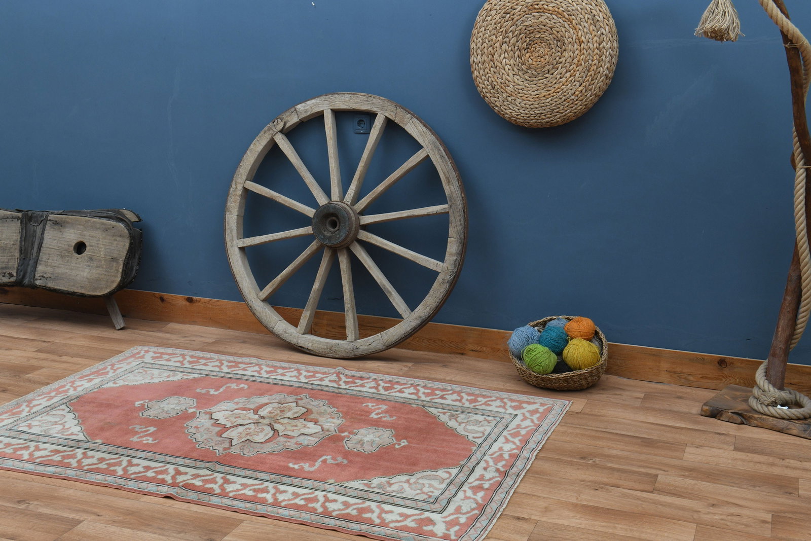 4'7x6'4 ft, ORANGE ORIENTAL RUG - 4