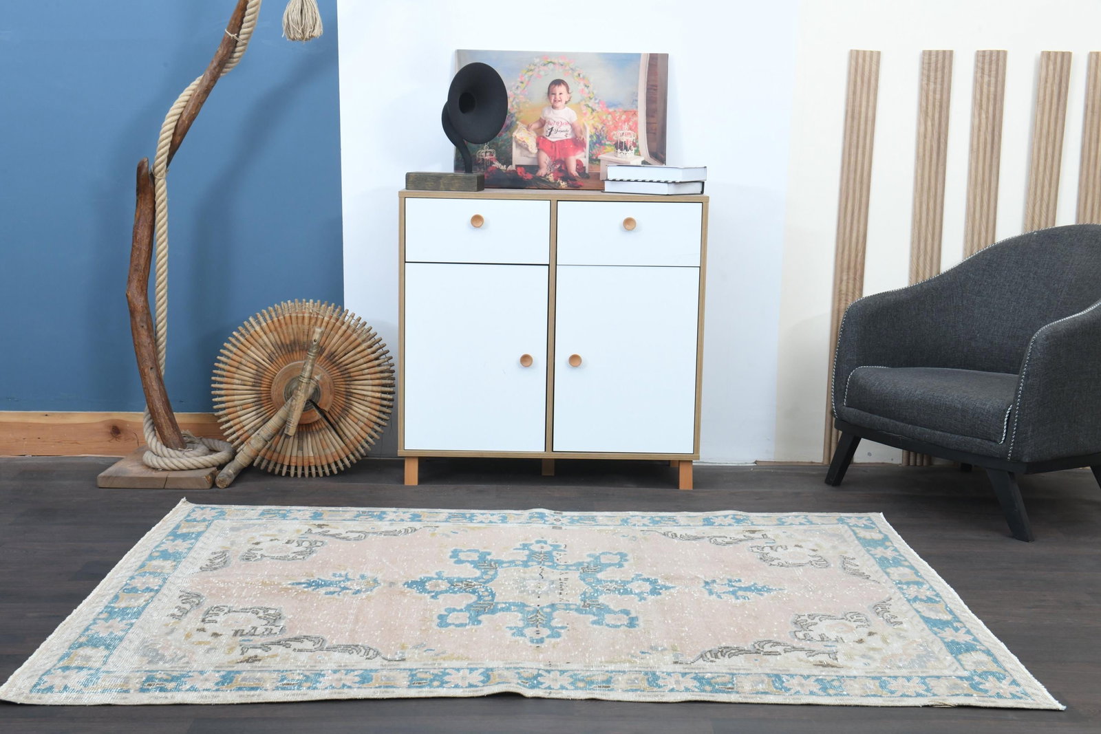 4.8x6.9 ft, FADED COLORS, Vintage Turkish - 3