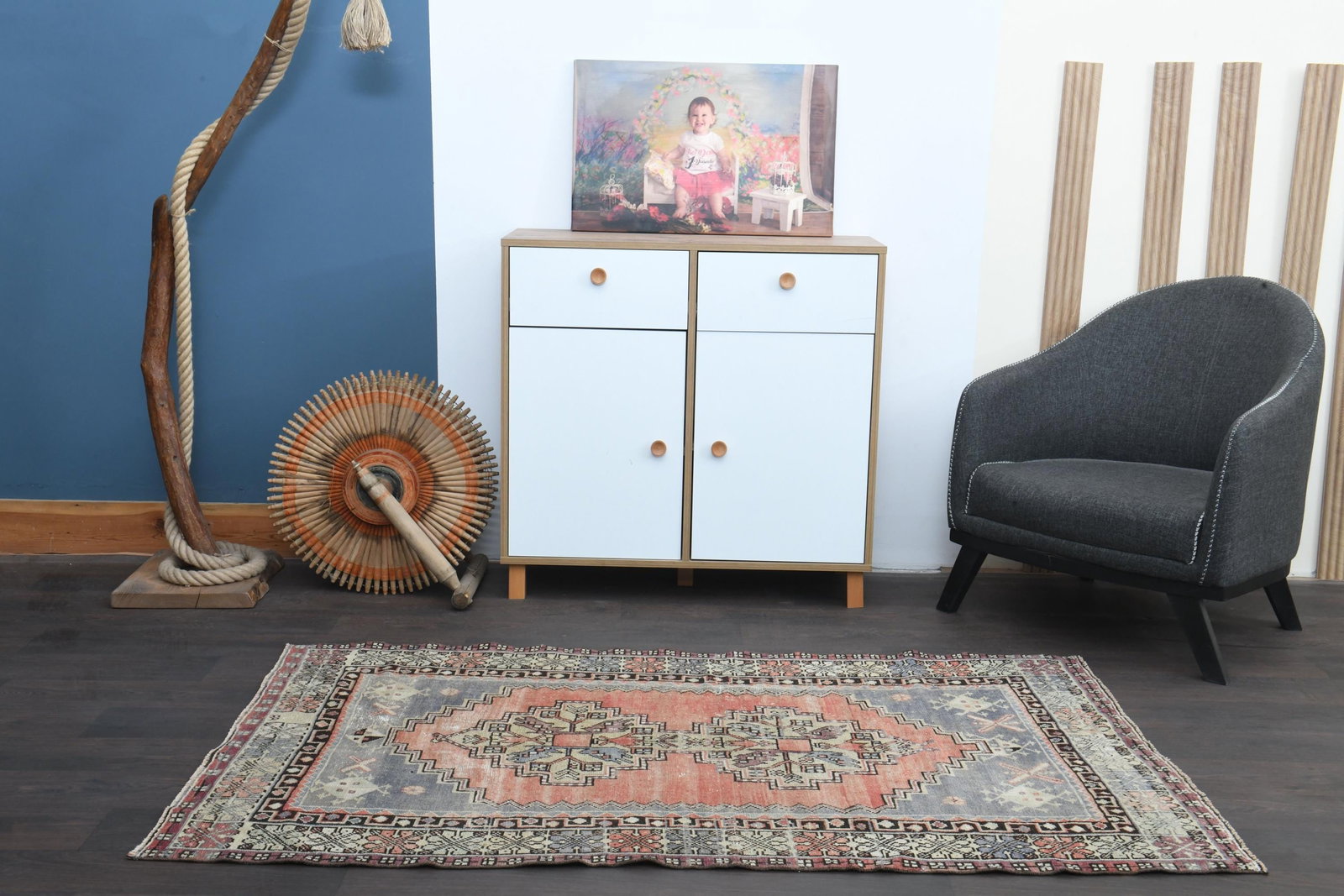 3'7x6'2 ft, Bohemian Tribal Rug - 3