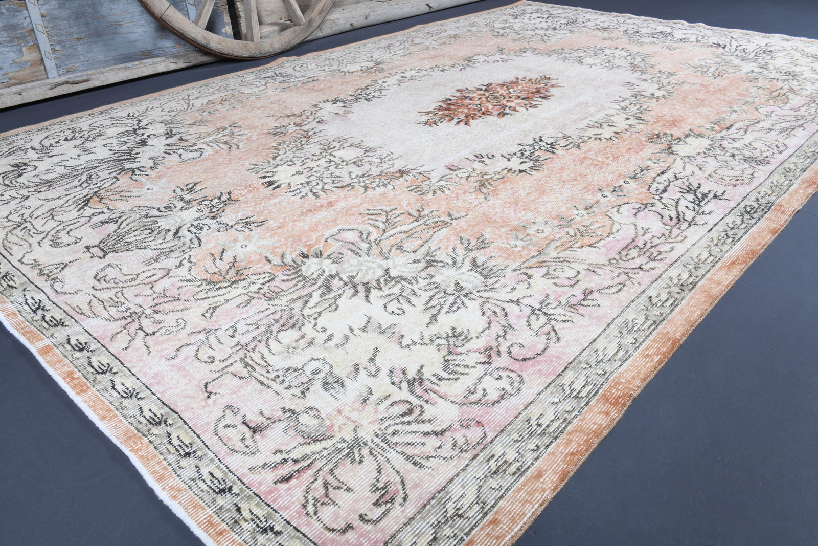 6.9x10.8 RUGS, Turkish: Title: 6.9x10.8 RUGS, Turkish Description: This Turkish one-of-a-kind Vintage Turkish Rug is hand-knotted and handwoven by the most skilled artisans who use pure wool, in muted, natural tones, and sty