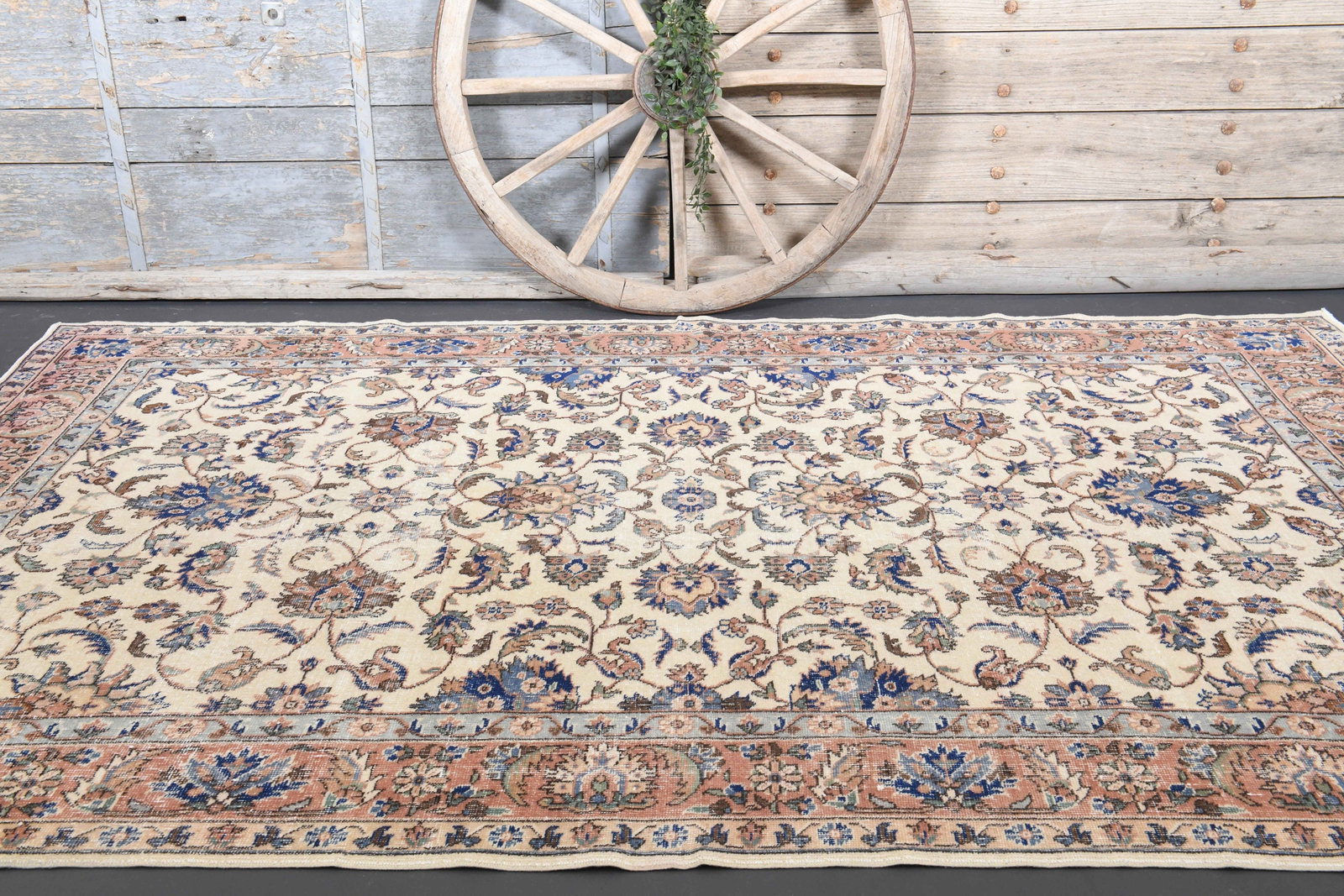 6.5x10.6 Turkish Area Rug: Title: 6.5x10.6 Turkish Area Rug Description: This Turkish one-of-a-kind Vintage Turkish Rug is hand-knotted and handwoven by the most skilled artisans who use pure wool, in muted, natural tones, and