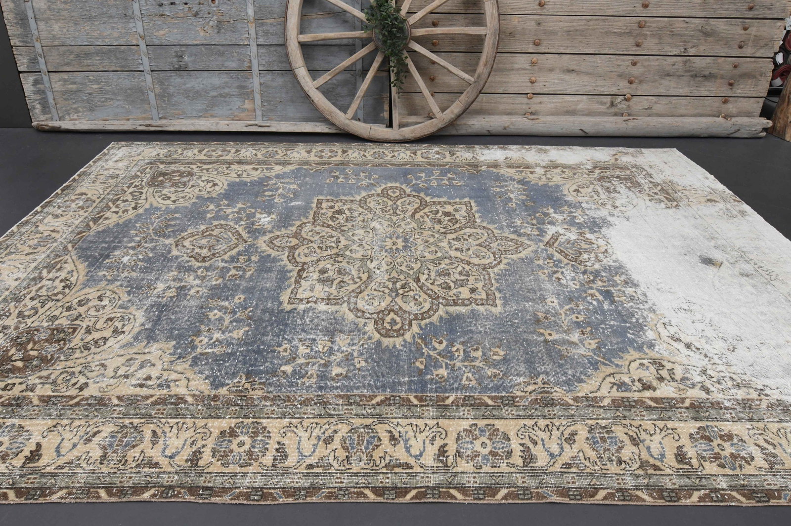 7.4x10.8 VINTAGE TURKISH Rug: Title: 7.4x10.8 VINTAGE TURKISH Rug Description: This Turkish one-of-a-kind Vintage Turkish Rug is hand-knotted and handwoven by the most skilled artisans who use pure wool, in muted, natural tones,