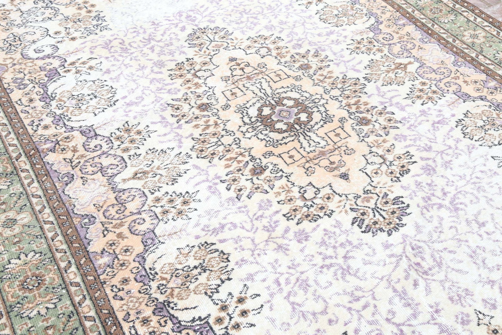 7x10.4, Turkish Medallion, Vintage Oushak Rug - 2