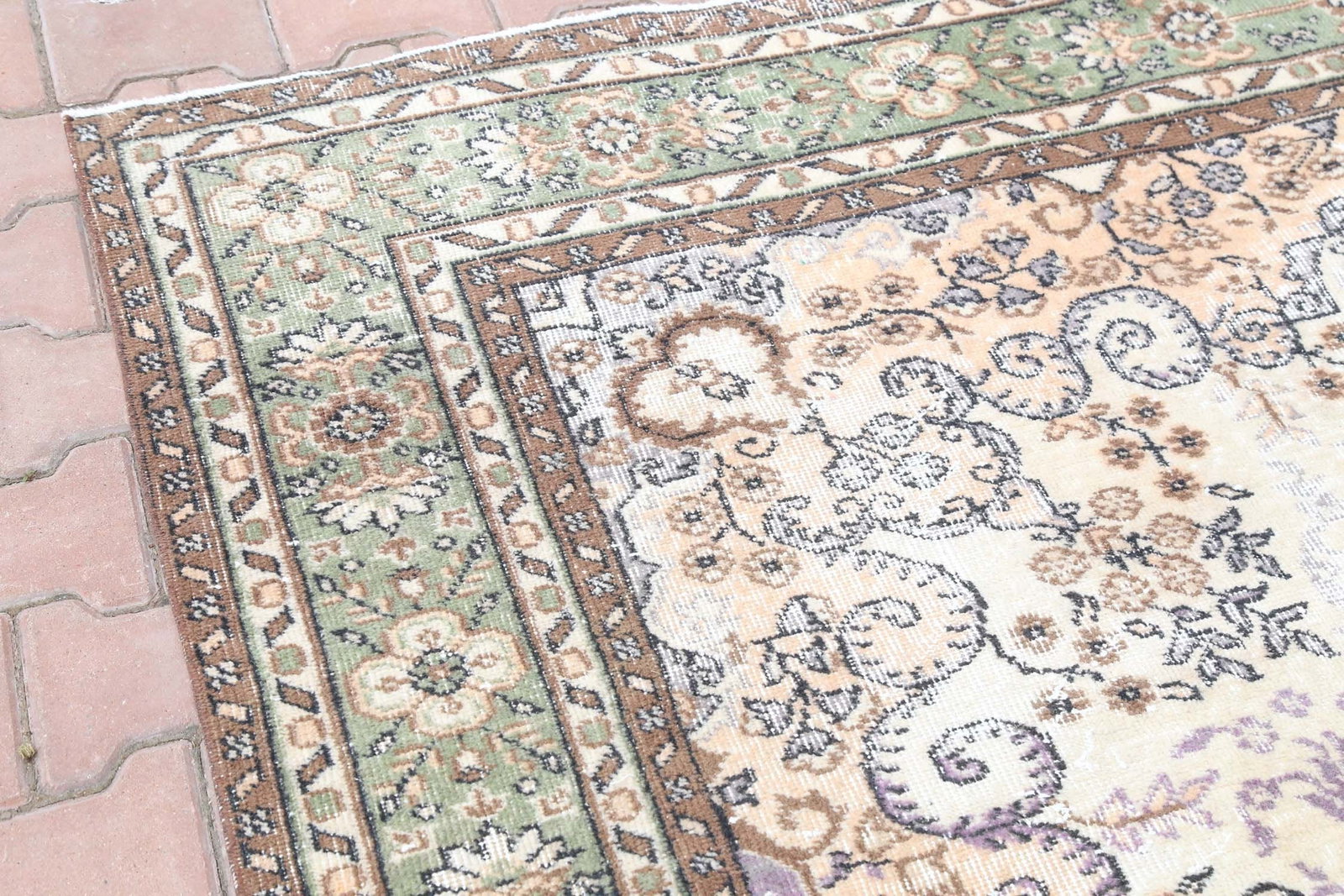 7x10.4, Turkish Medallion, Vintage Oushak Rug - 4