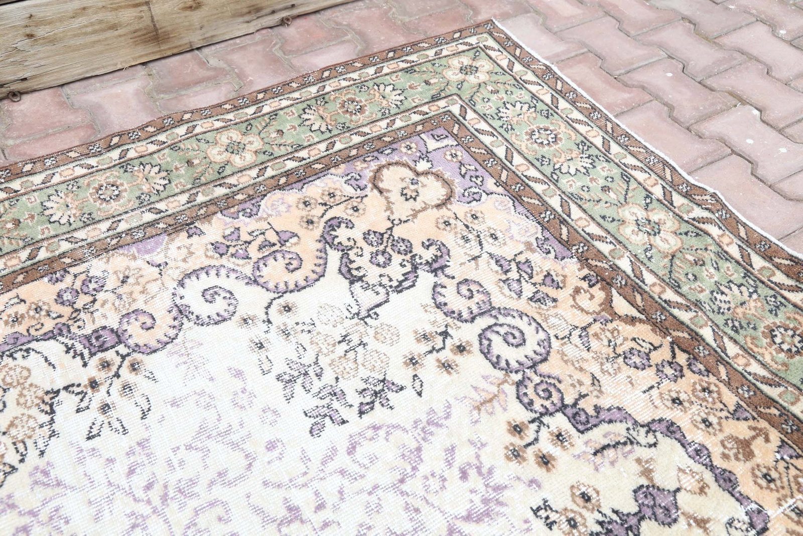7x10.4, Turkish Medallion, Vintage Oushak Rug - 5
