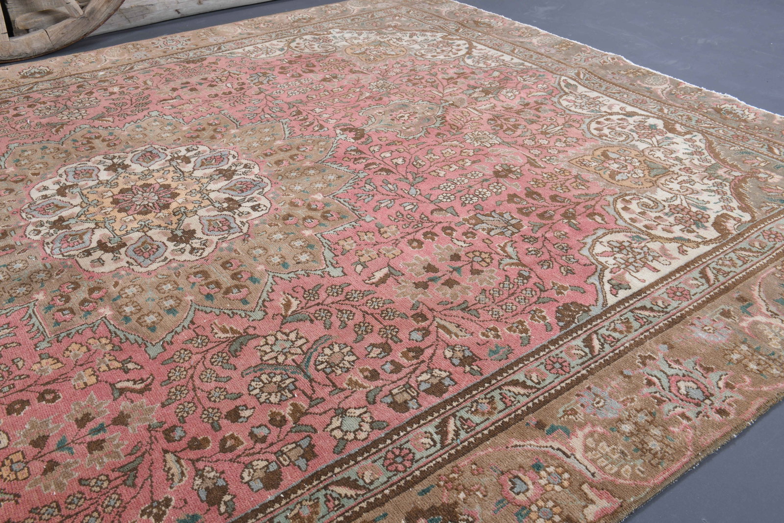 7.6x10.6 TURKISH RUG, Brown Beige Pink Vintage - 3