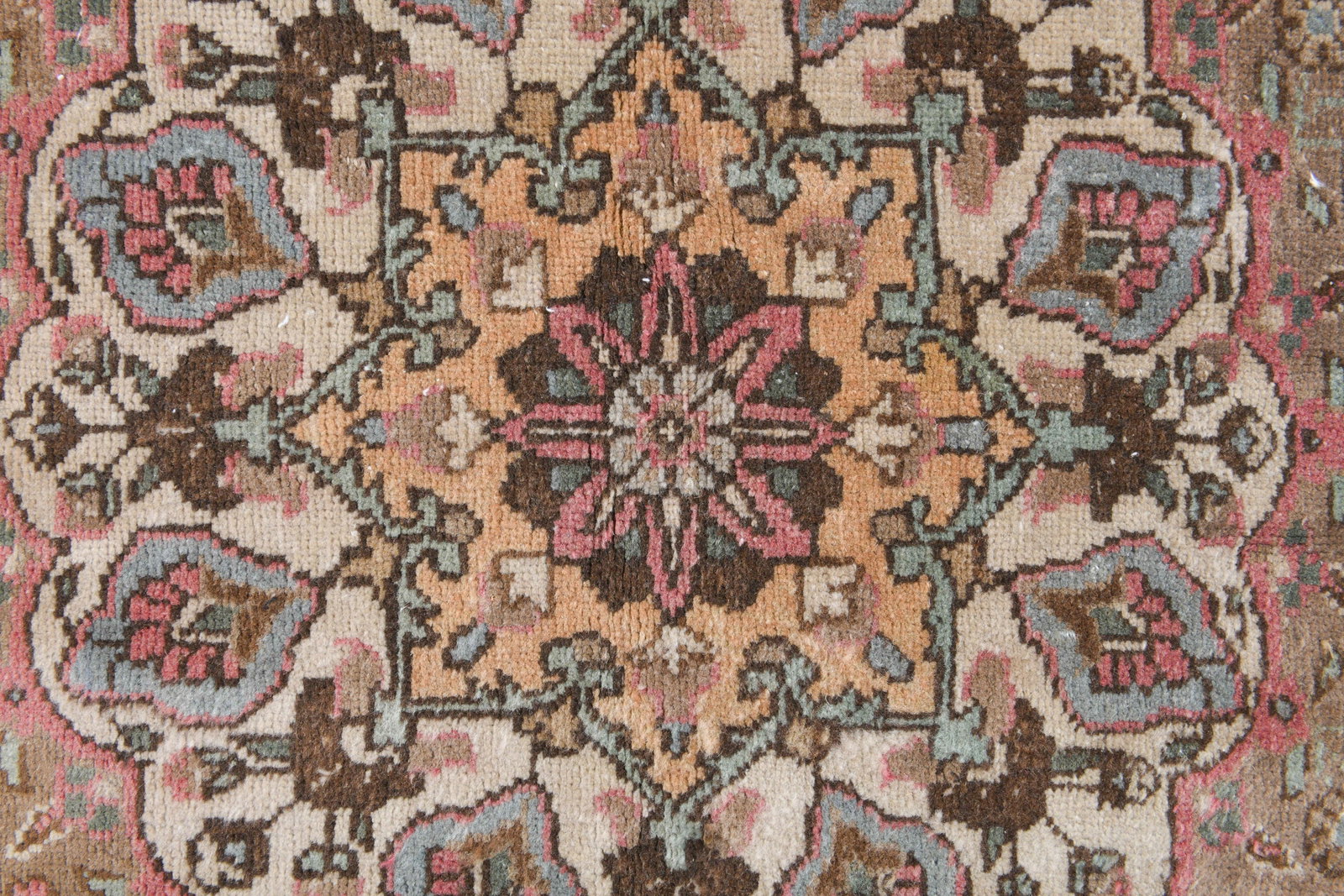 7.6x10.6 TURKISH RUG, Brown Beige Pink Vintage - 7