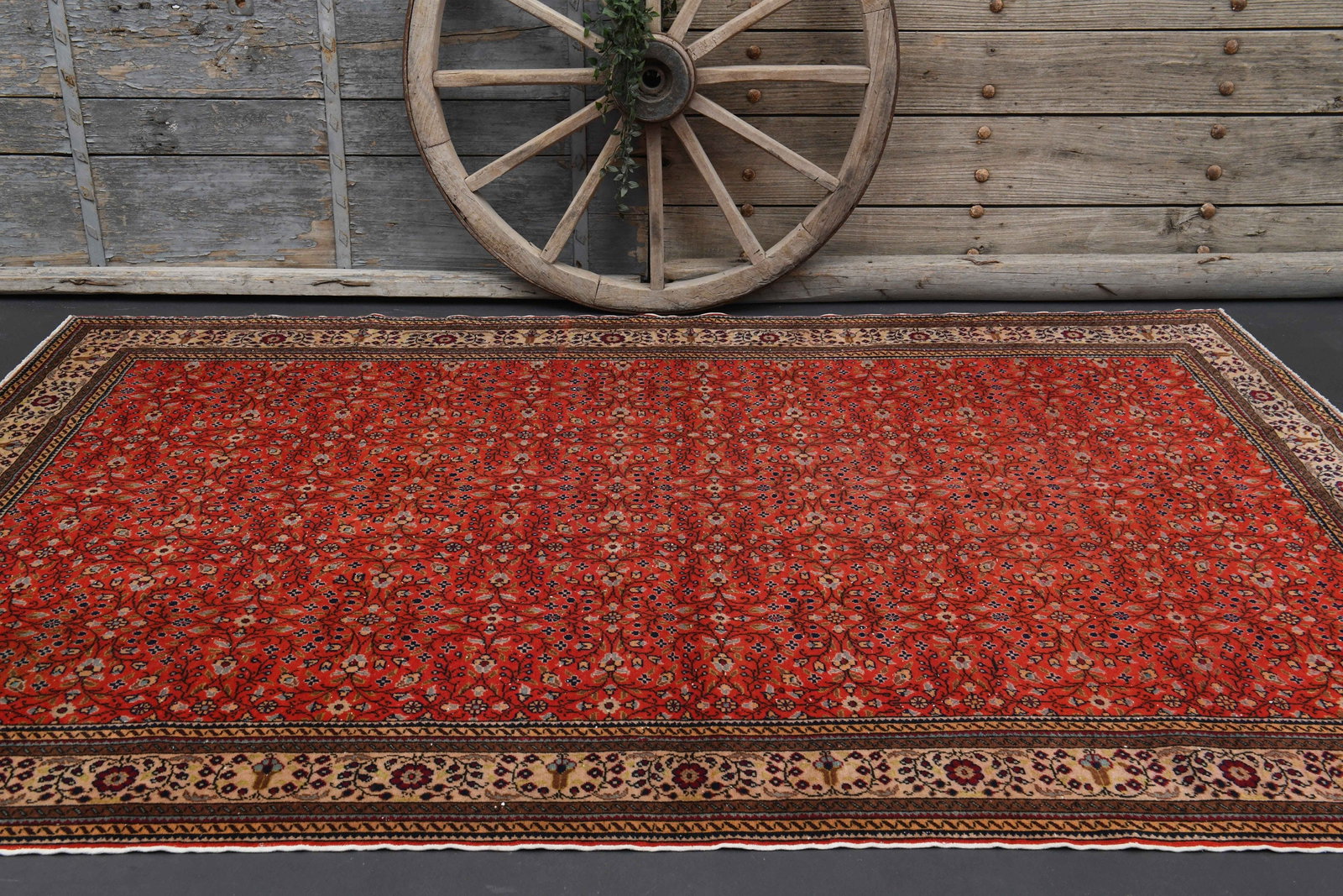 6.5x9.5 ft, TURKISH Rug, HOT PINK Green Vintage Area - 6
