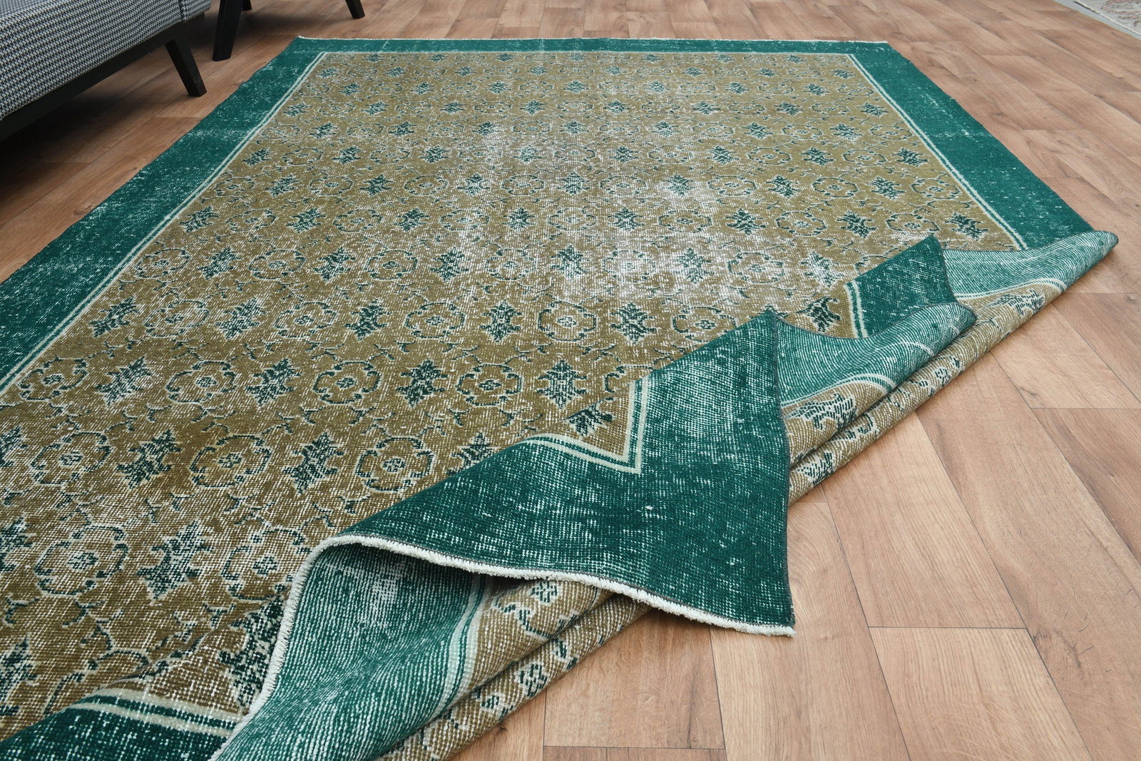 6'7x11.2, GREEN TURKISH RUG - 9