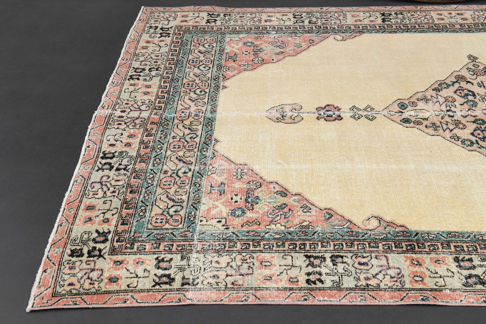 8x10 MINIMALIST TURKISH Beige Pink Green Area rug - 5