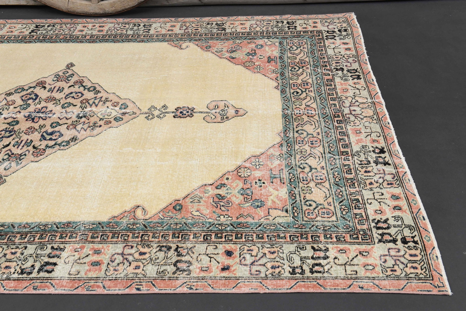 8x10 MINIMALIST TURKISH Beige Pink Green Area rug - 6