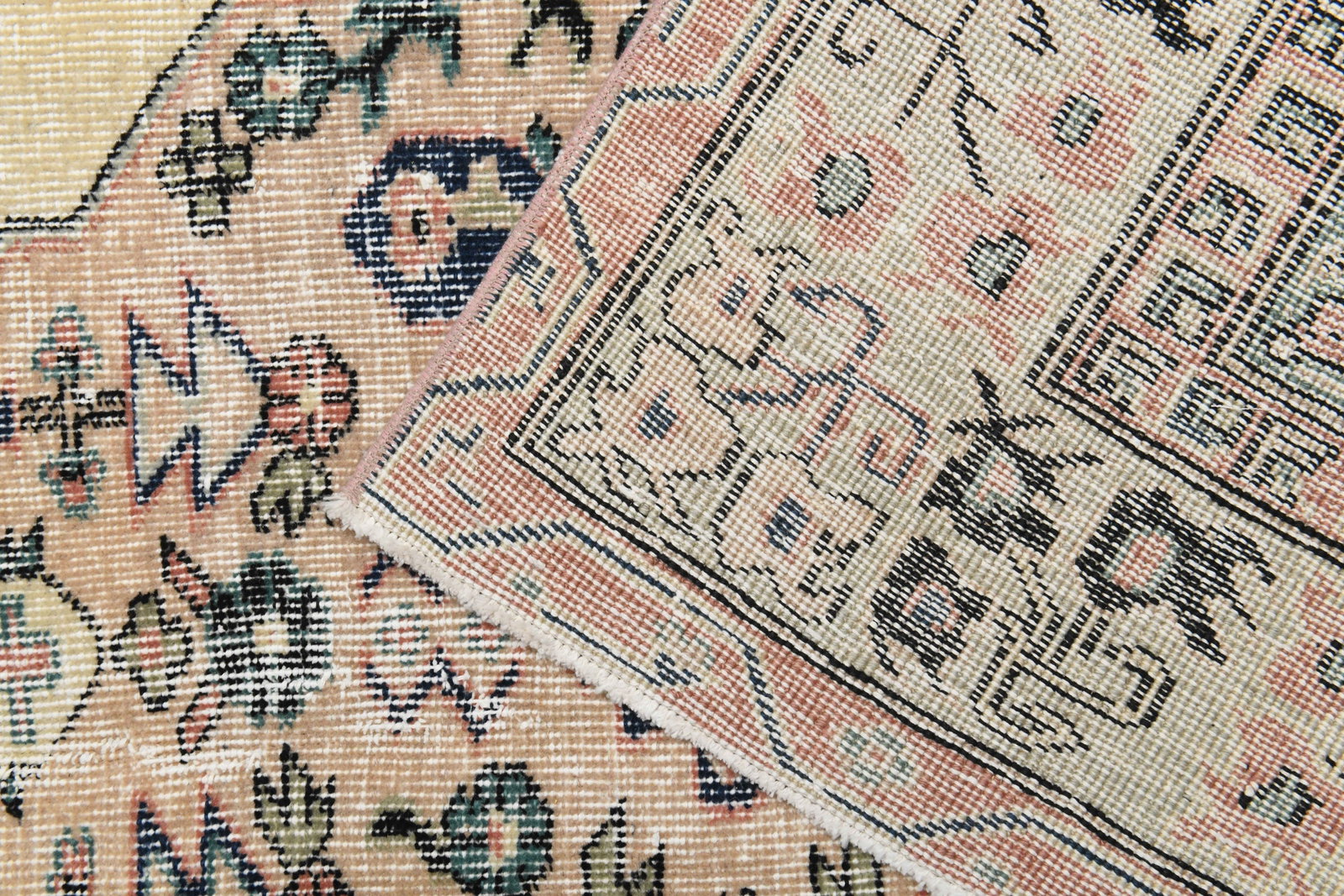 8x10 MINIMALIST TURKISH Beige Pink Green Area rug - 8