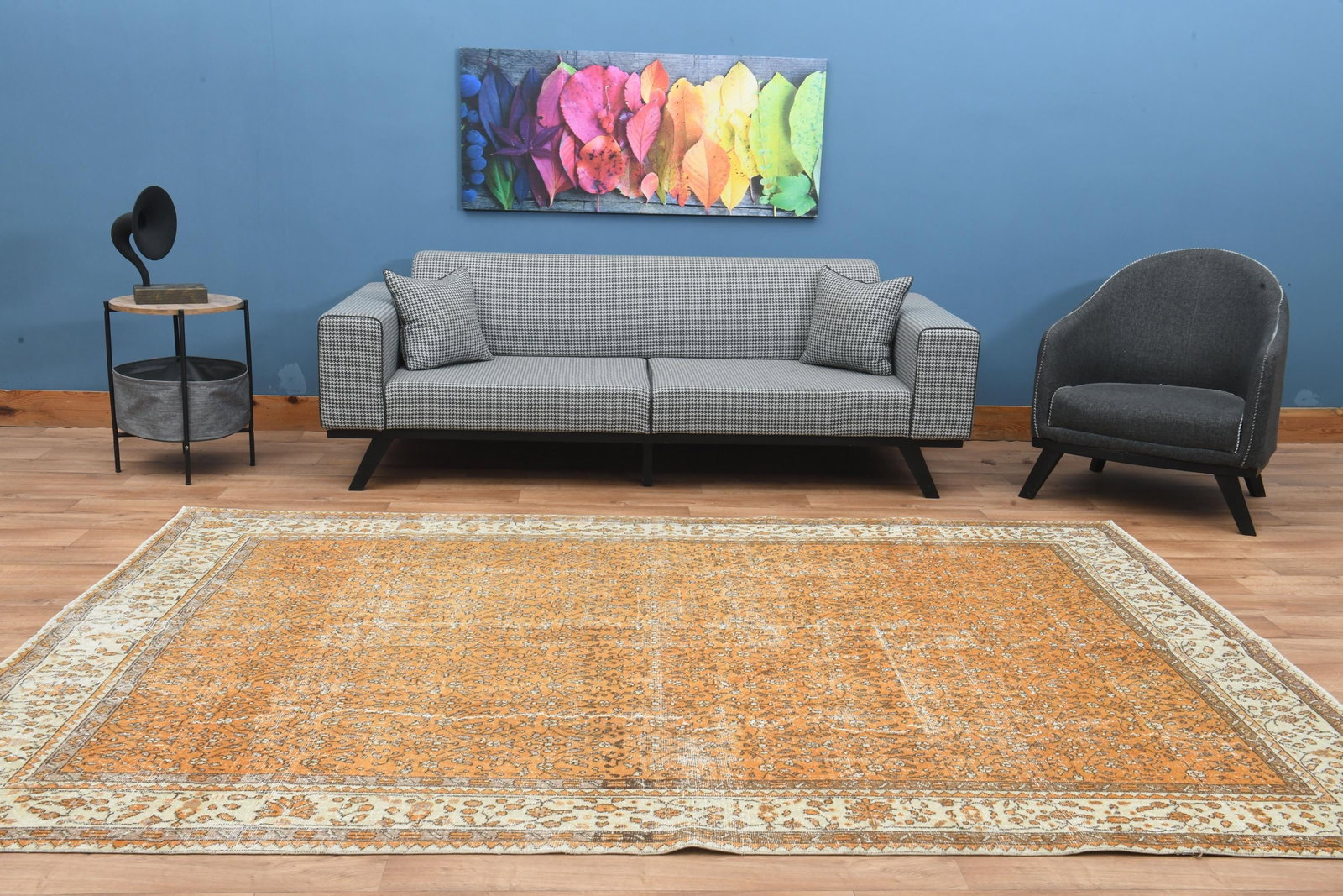 6.8x9.9 ft, ORANGE TURKISH RUG - 3