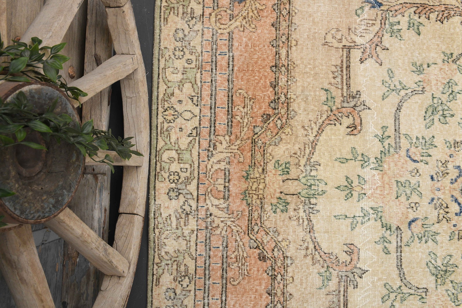 6x10 TURKISH RUG, Vintage Area: Title: 6x10 TURKISH RUG, Vintage Area Description: This Turkish one-of-a-kind Vintage Turkish Rug is hand-knotted and handwoven by the most skilled artisans who use pure wool, in muted, natural tones,