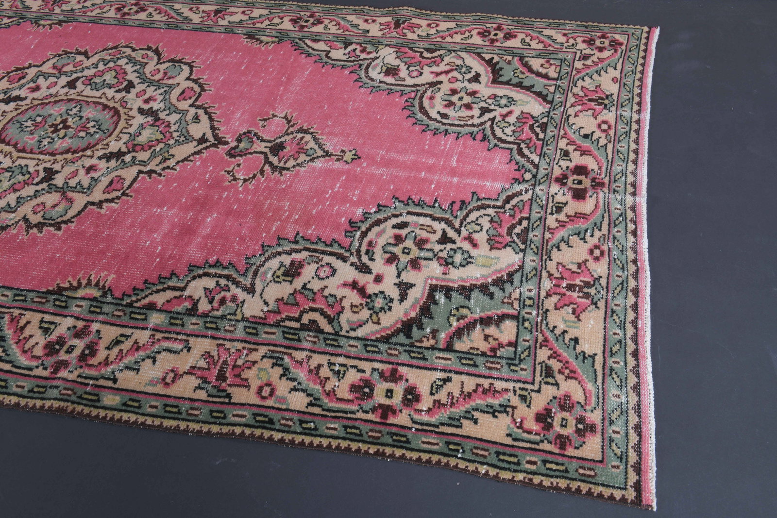 5x9 Turkish Pink Rug, Oriental Vintage Area Rug - 6