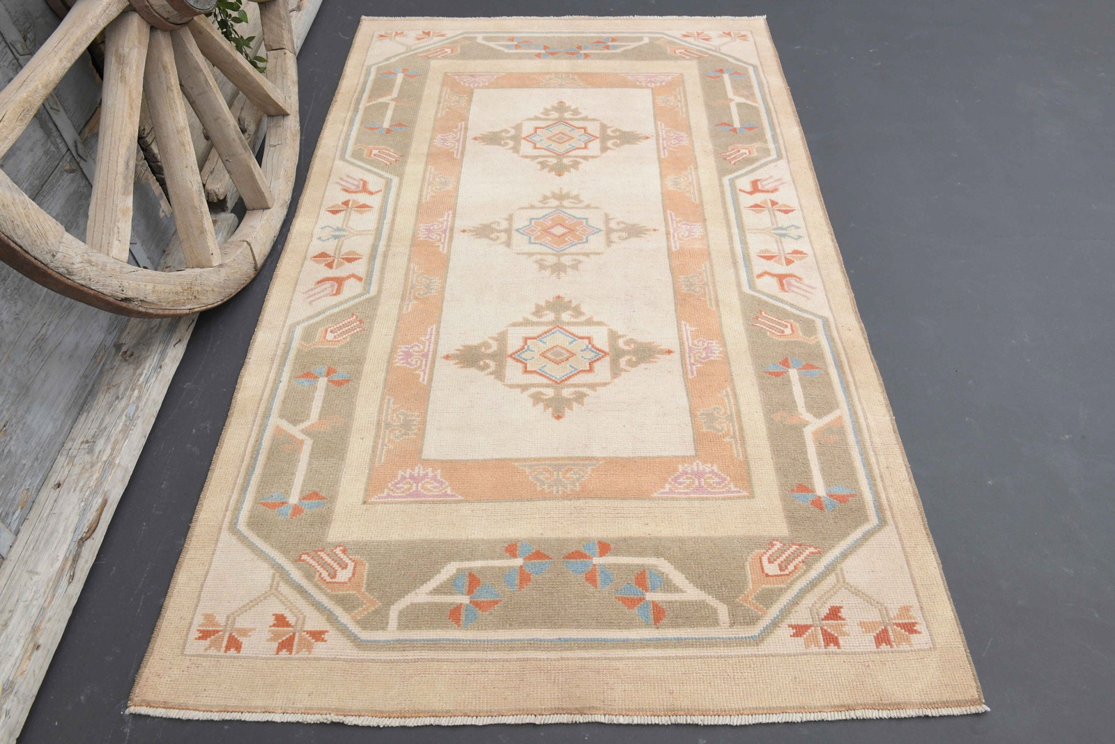 7x9 TURKISH RUG, Modern: Title: 7x9 TURKISH RUG, Modern Description: This Turkish one-of-a-kind Vintage Turkish Rug is hand-knotted and handwoven by the most skilled artisans who use pure wool, in muted, natural tones, and