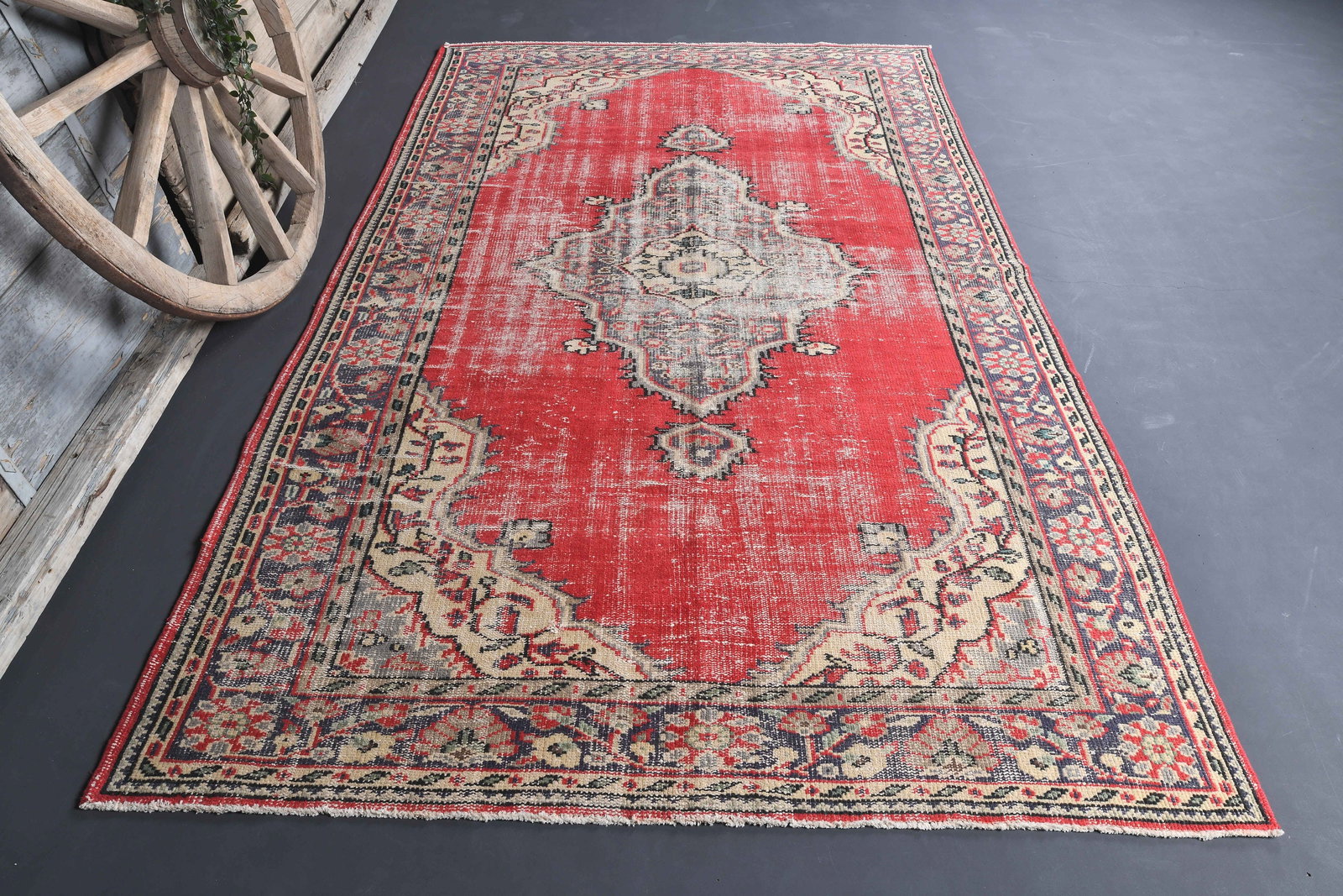5.8x9.3 PERSIAN DeCOR: Title: 5.8x9.3 PERSIAN DeCOR Description: This Turkish one-of-a-kind Vintage Turkish Rug is hand-knotted and handwoven by the most skilled artisans who use pure wool, in muted, natural tones, and