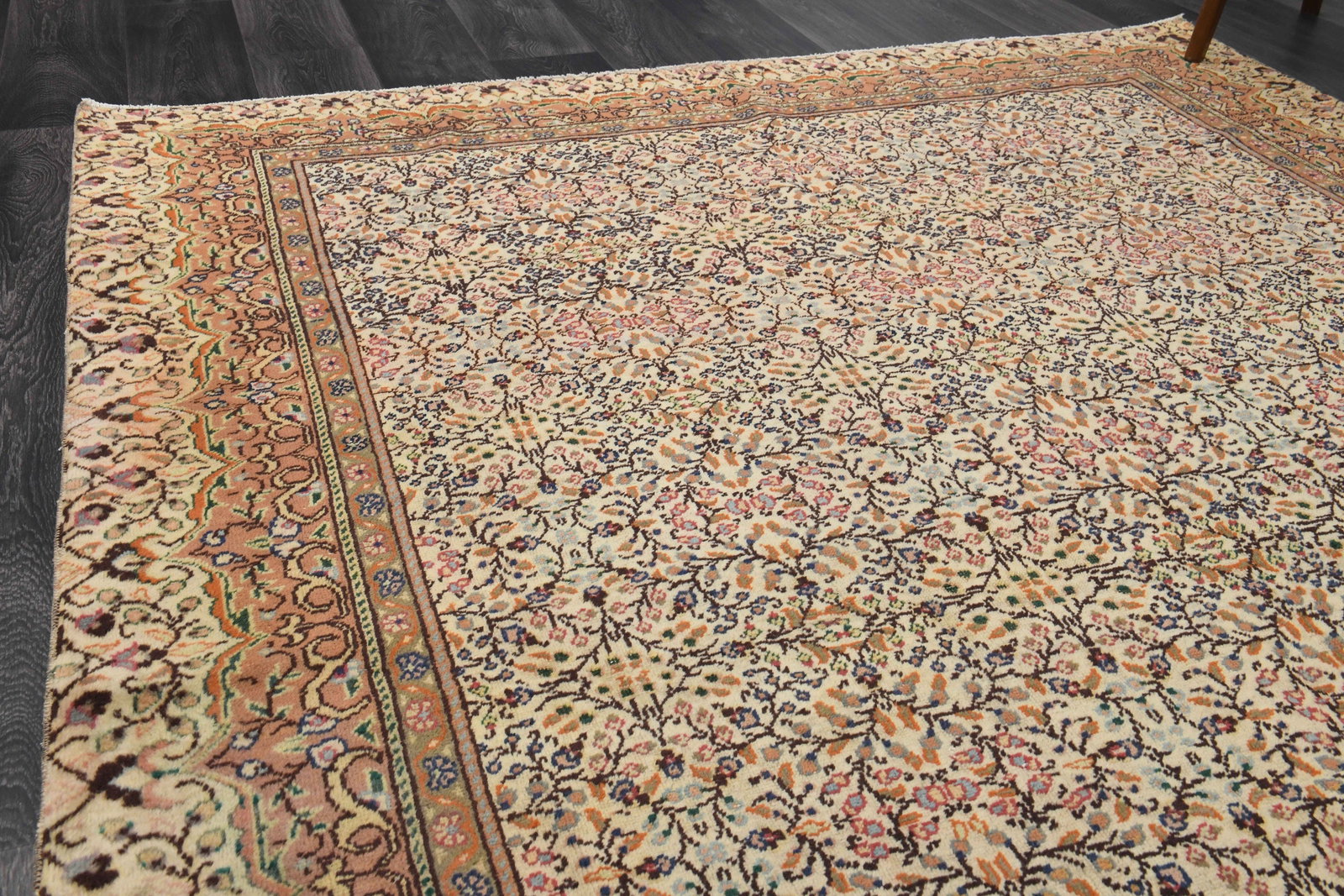 6.4x9.3 ft, Mid 20th Century Rustic Wool Vintage RUG - 4