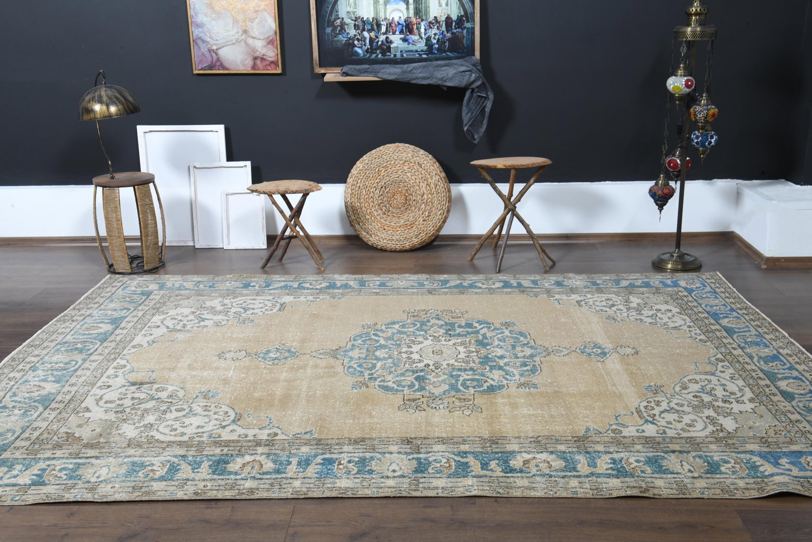 6'8x10'3 ft, ORANGE TURKISH RUG - 9