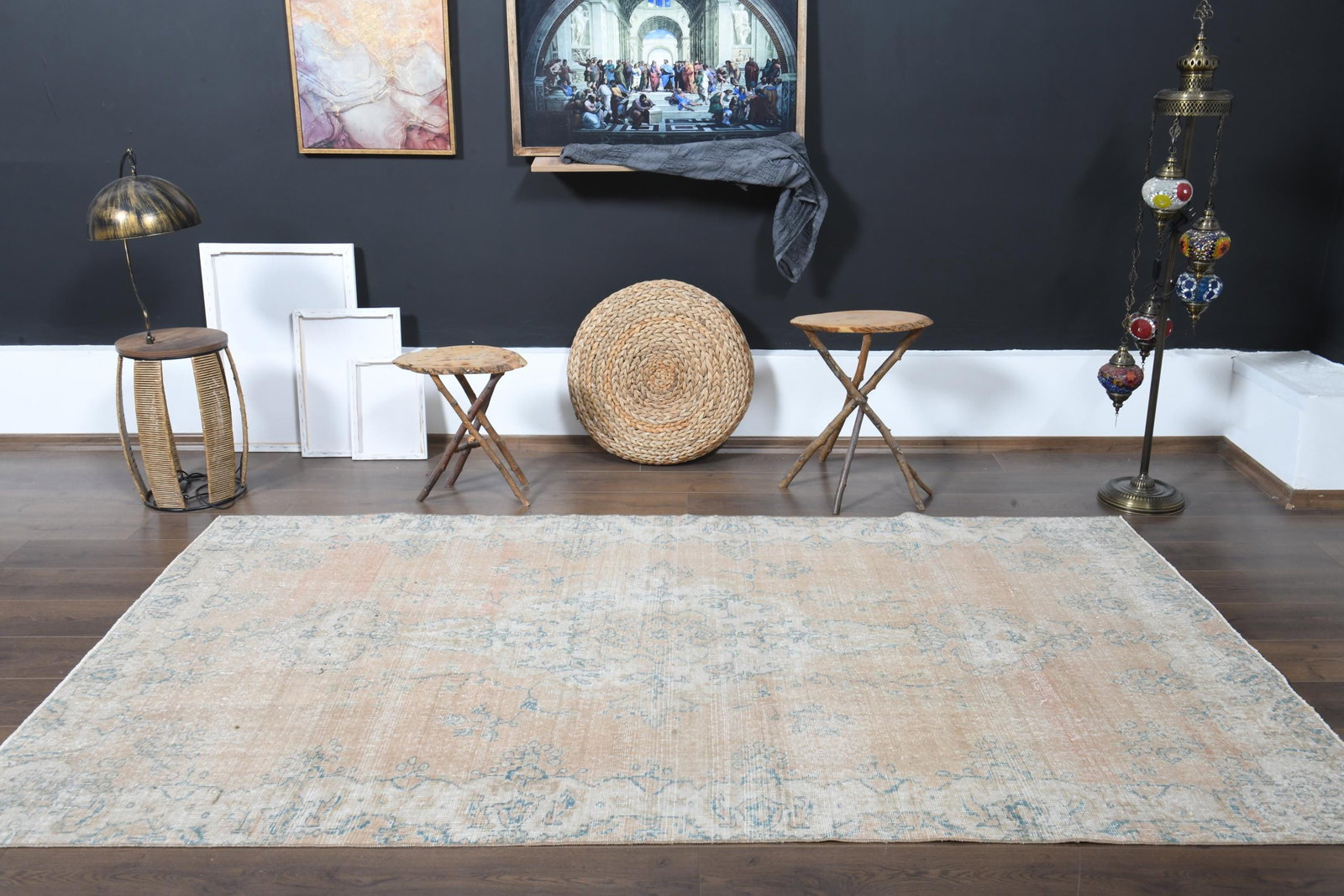 4'9x8'8 ft, ORANGE VINTAGE RUG - 9
