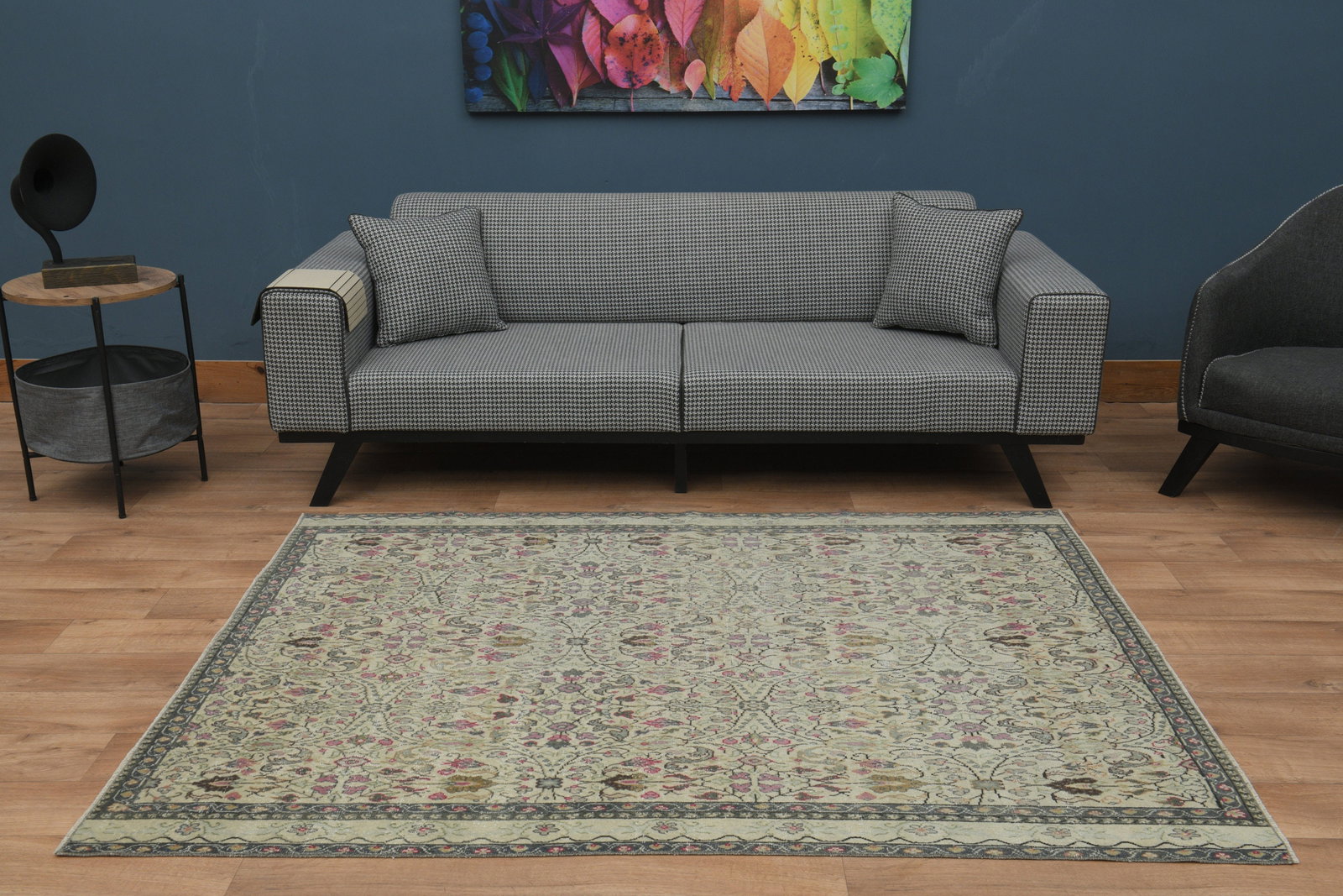 5x7 OUSHAK BEIGE Area Rug, Handmade: Title: 5x7 OUSHAK BEIGE Area Rug, Handmade Description: This Turkish one-of-a-kind Vintage Turkish Rug is hand-knotted and handwoven by the most skilled artisans who use pure wool, in muted, natural t