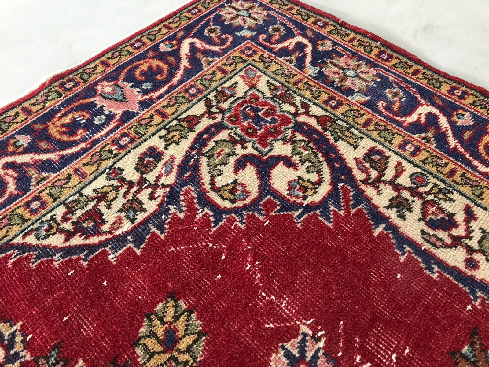 5.7x9.5 ft, RED TURKISH RUG, Vintage Oushak - 6